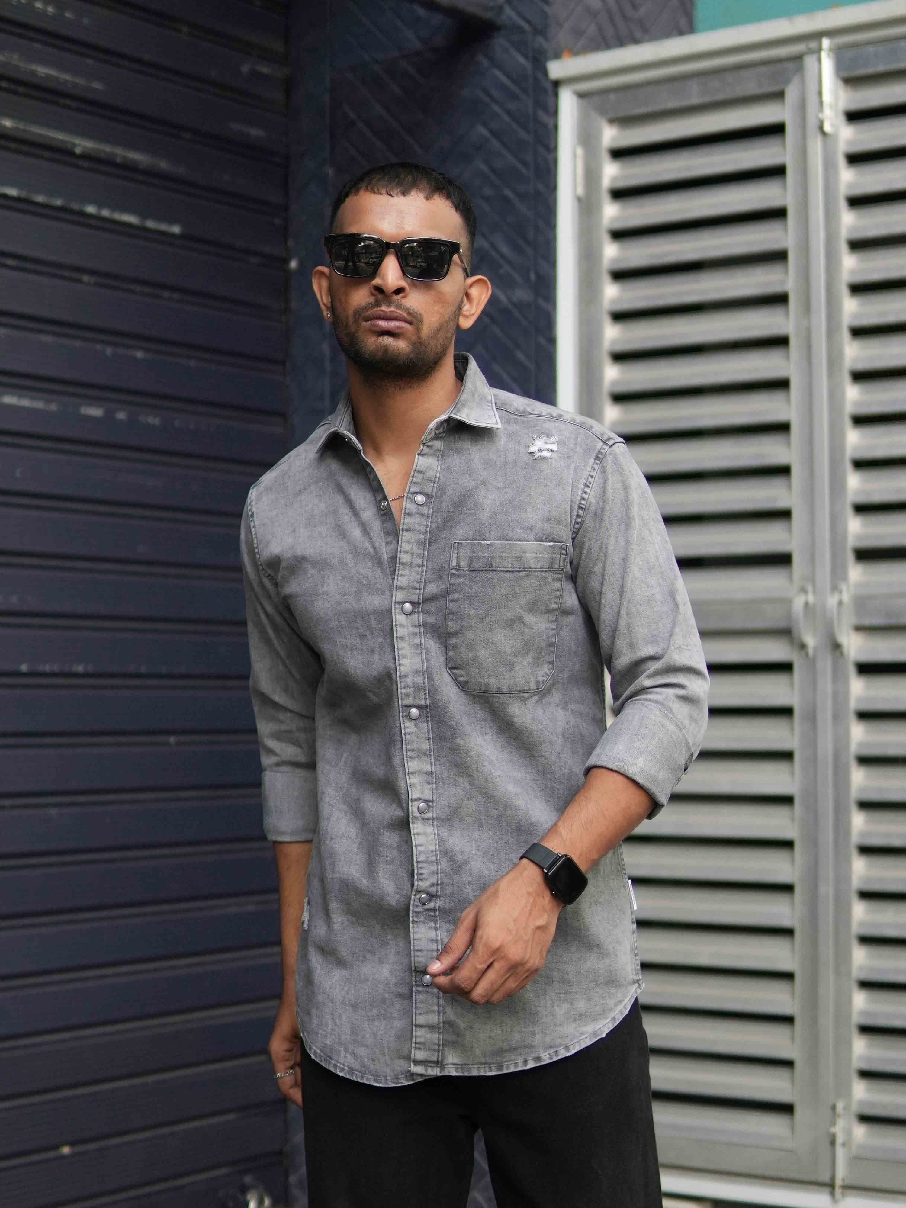 MARCELLO PEARL DENIM SHIRT