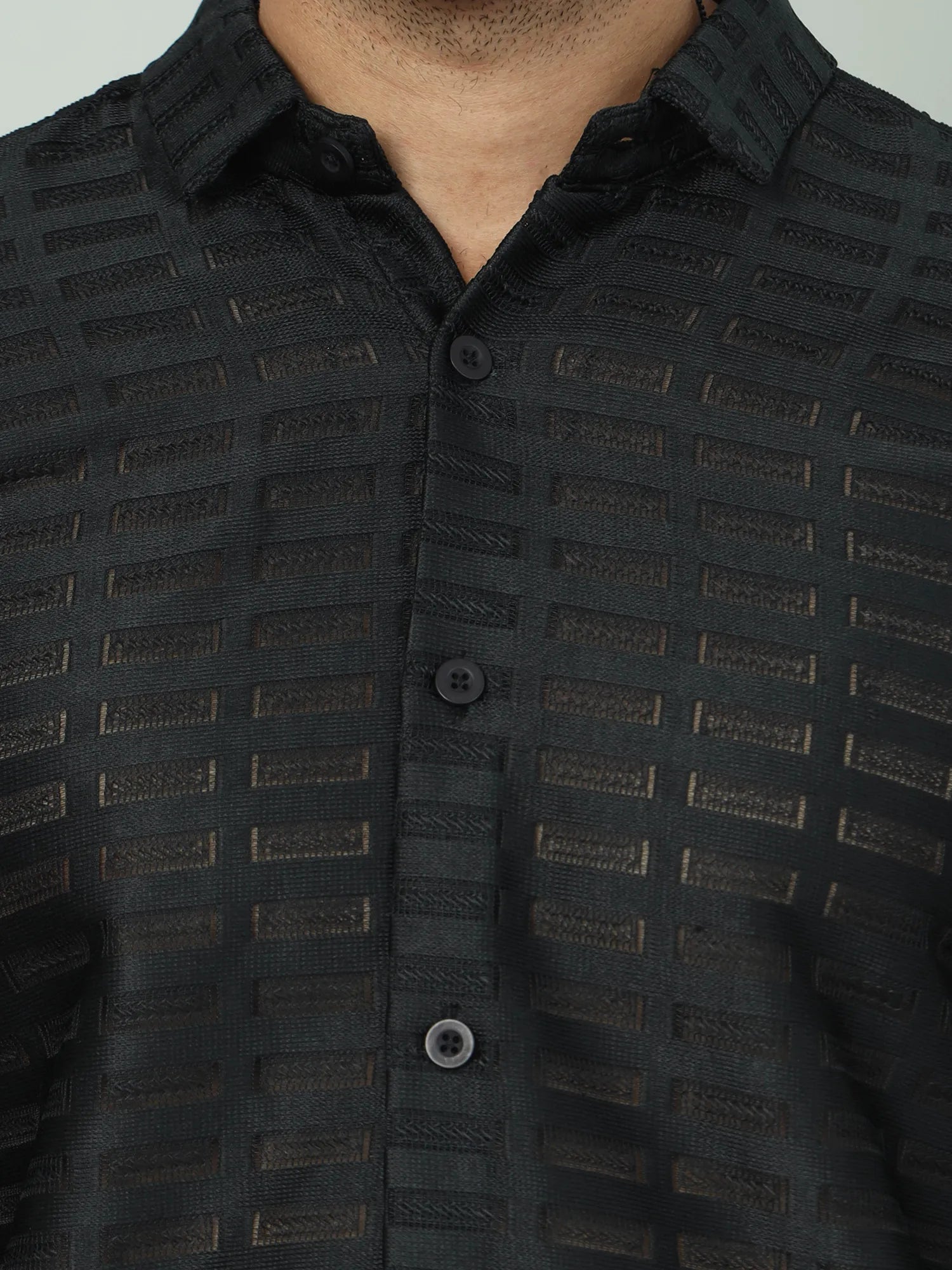 Sophisticated Black Down Shoulder Shirt for Men 