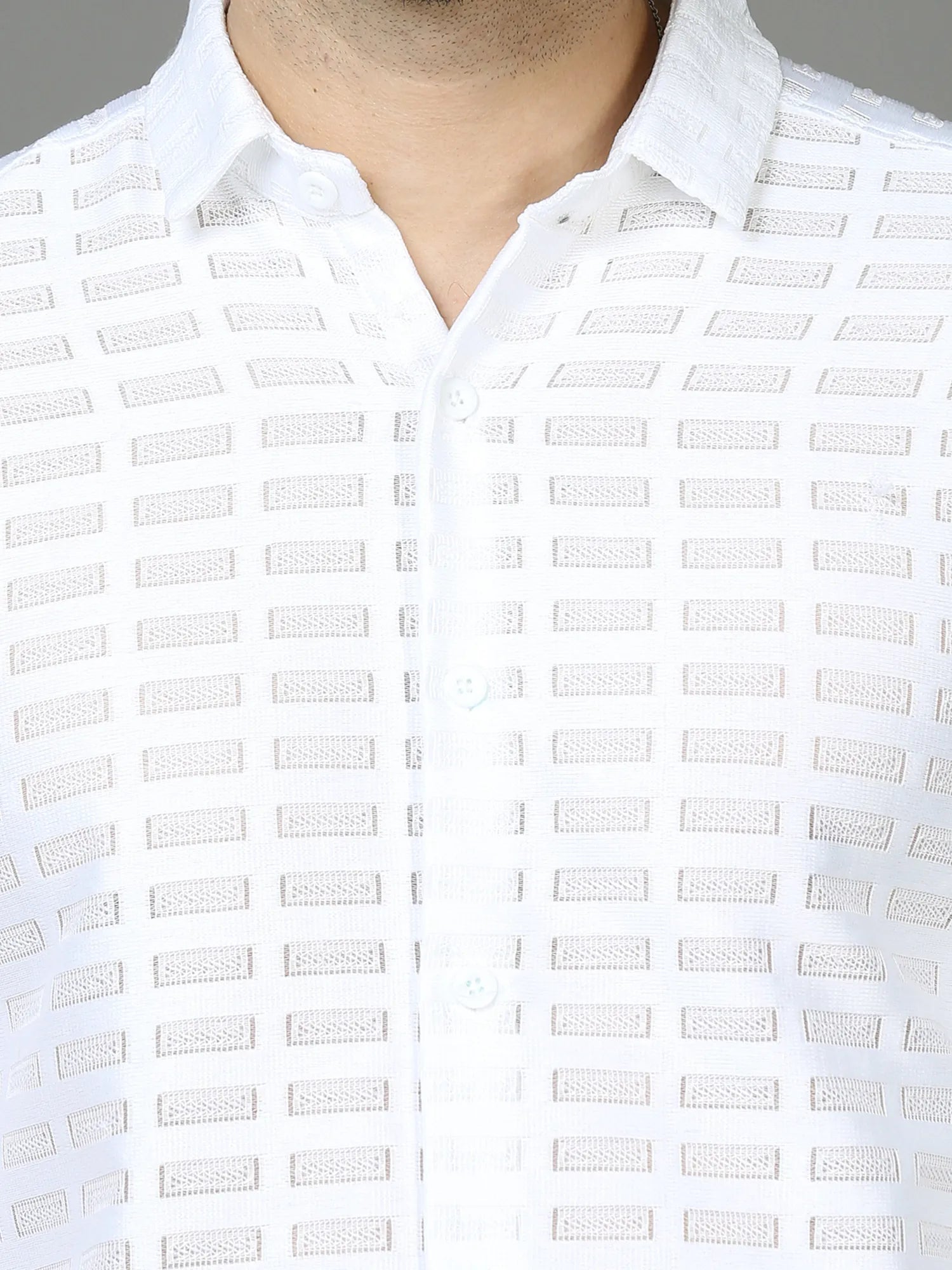 Sophisticated White Down Shoulder Shirt for Men 