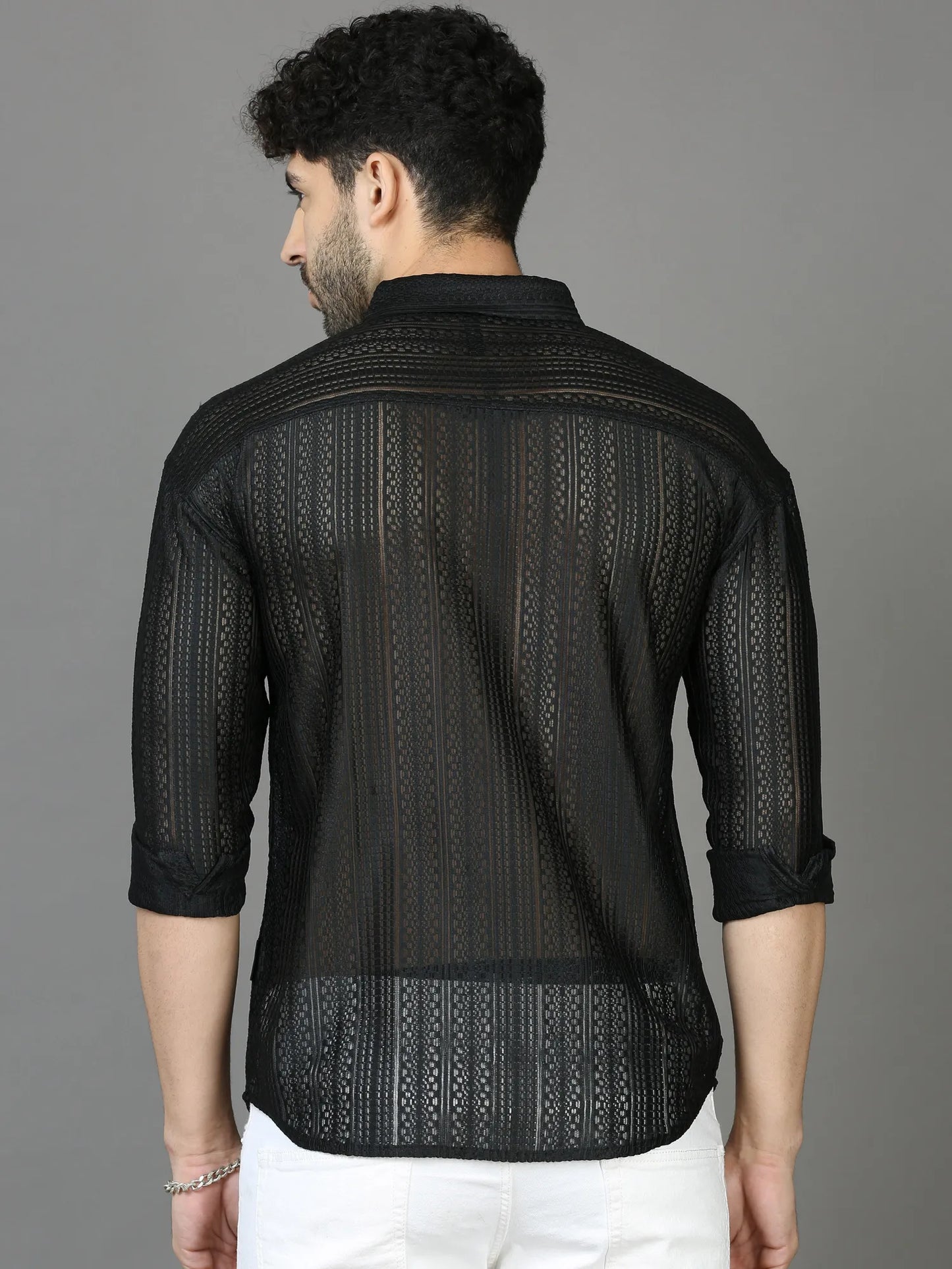 Classic Black Jaquard Drop-Shoulder Shirt