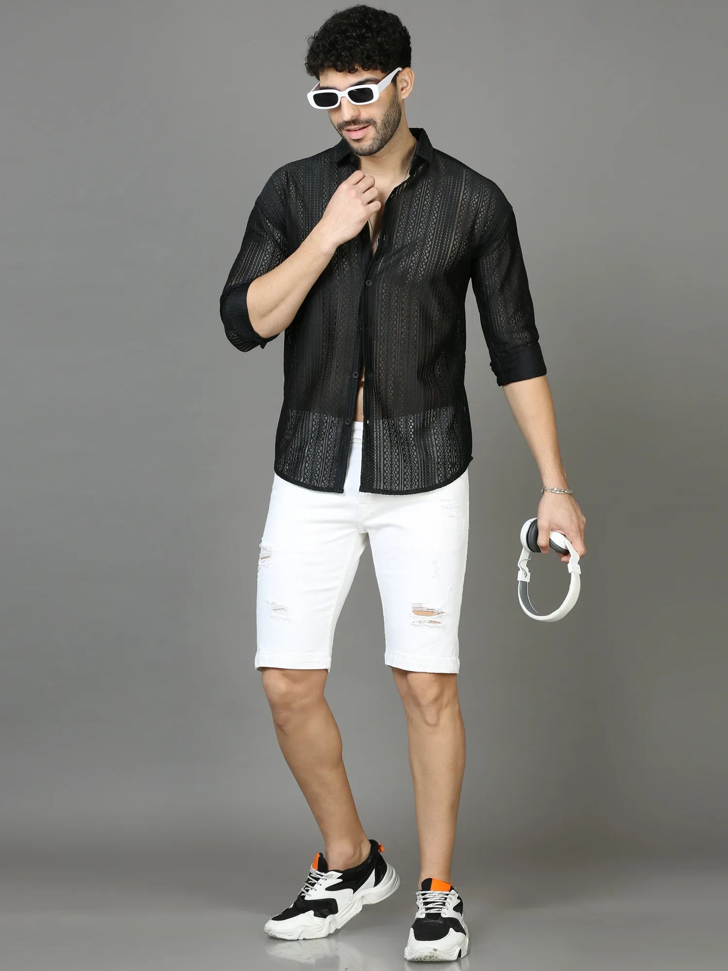 Classic Black Jaquard Drop-Shoulder Shirt