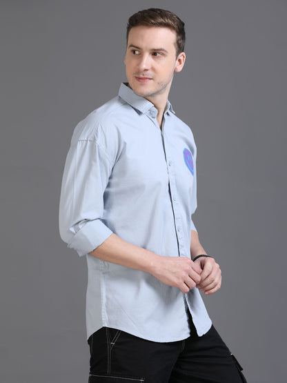 Sky Blue Drop Shoulder Shirt for Men