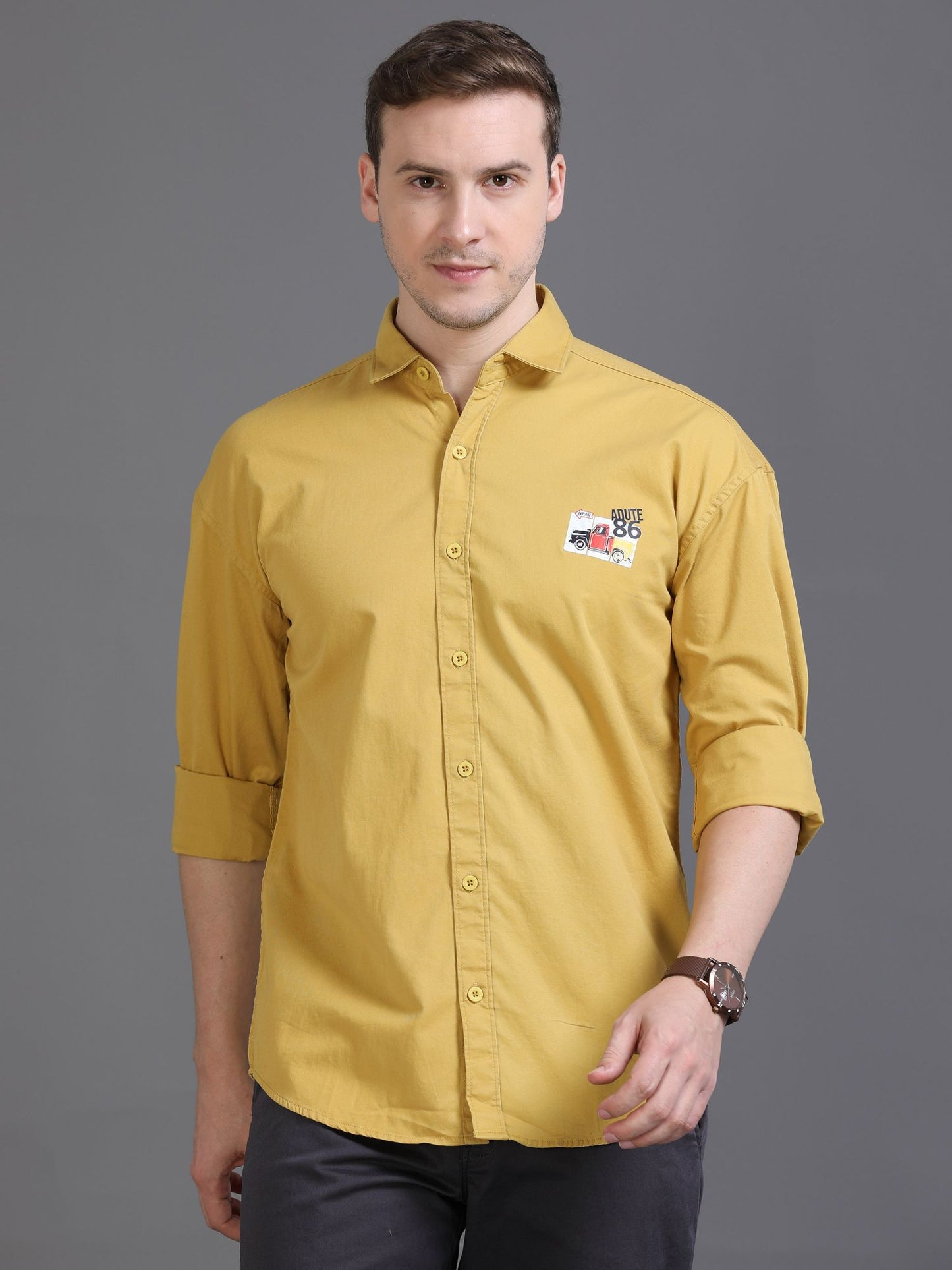 Yellow Drop Shoulder Shirt for Men