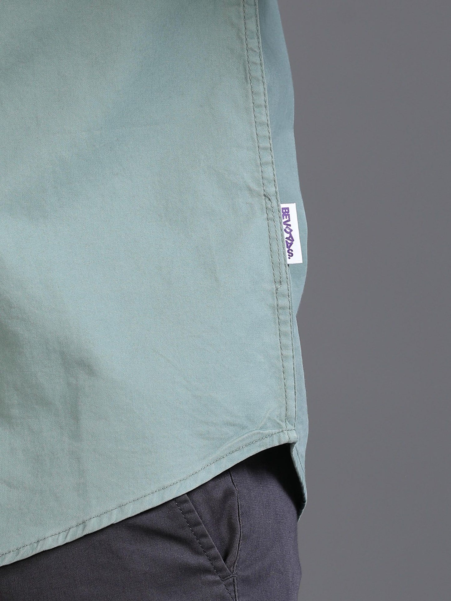 Green Drop Shoulder Shirt for Men