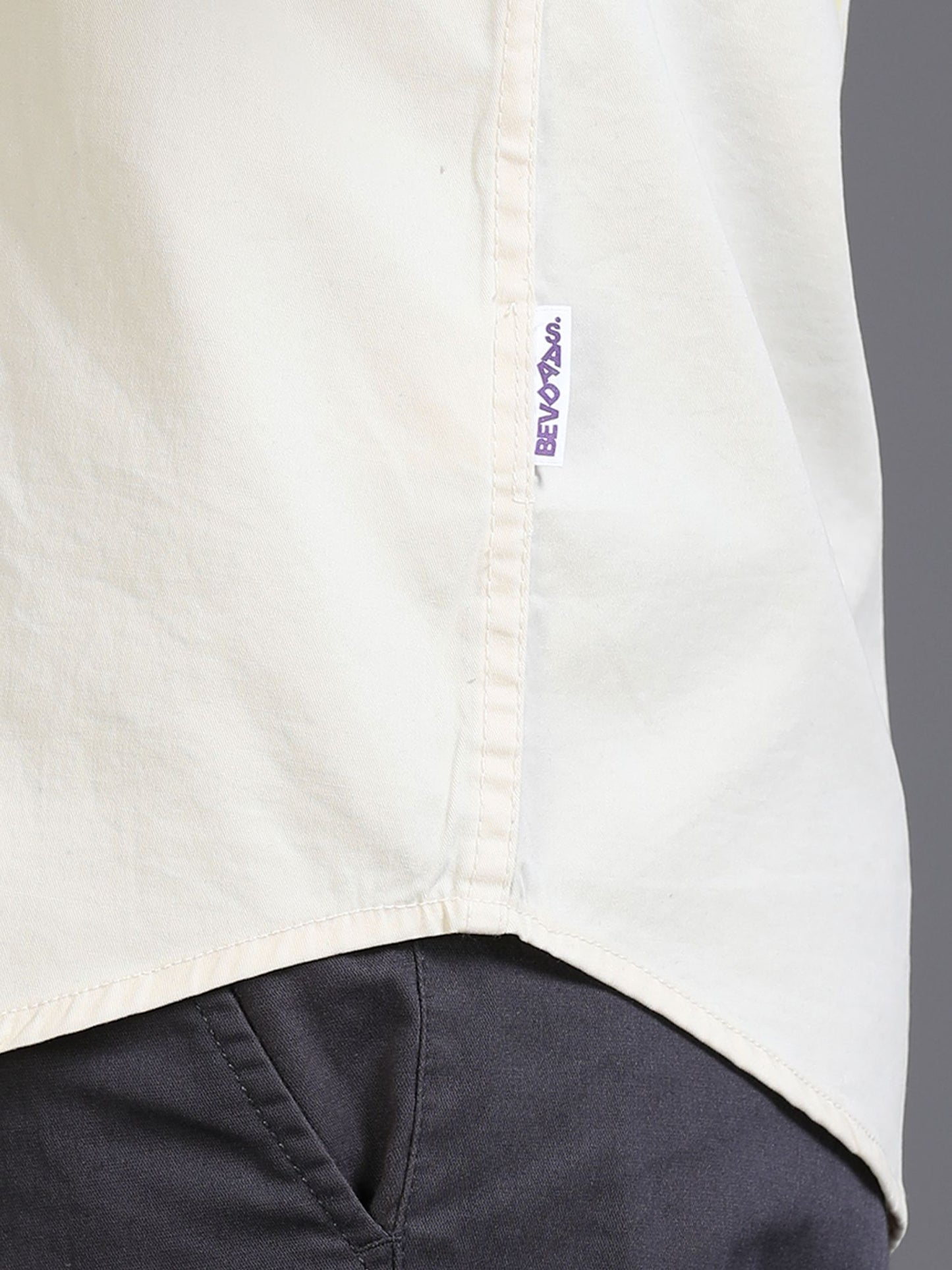 Cream Drop Shoulder Shirt for Men