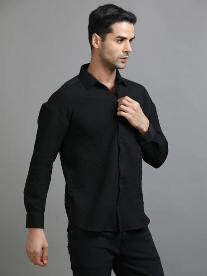 Black Chorcher Drop Shoulder Shirt for Men 
