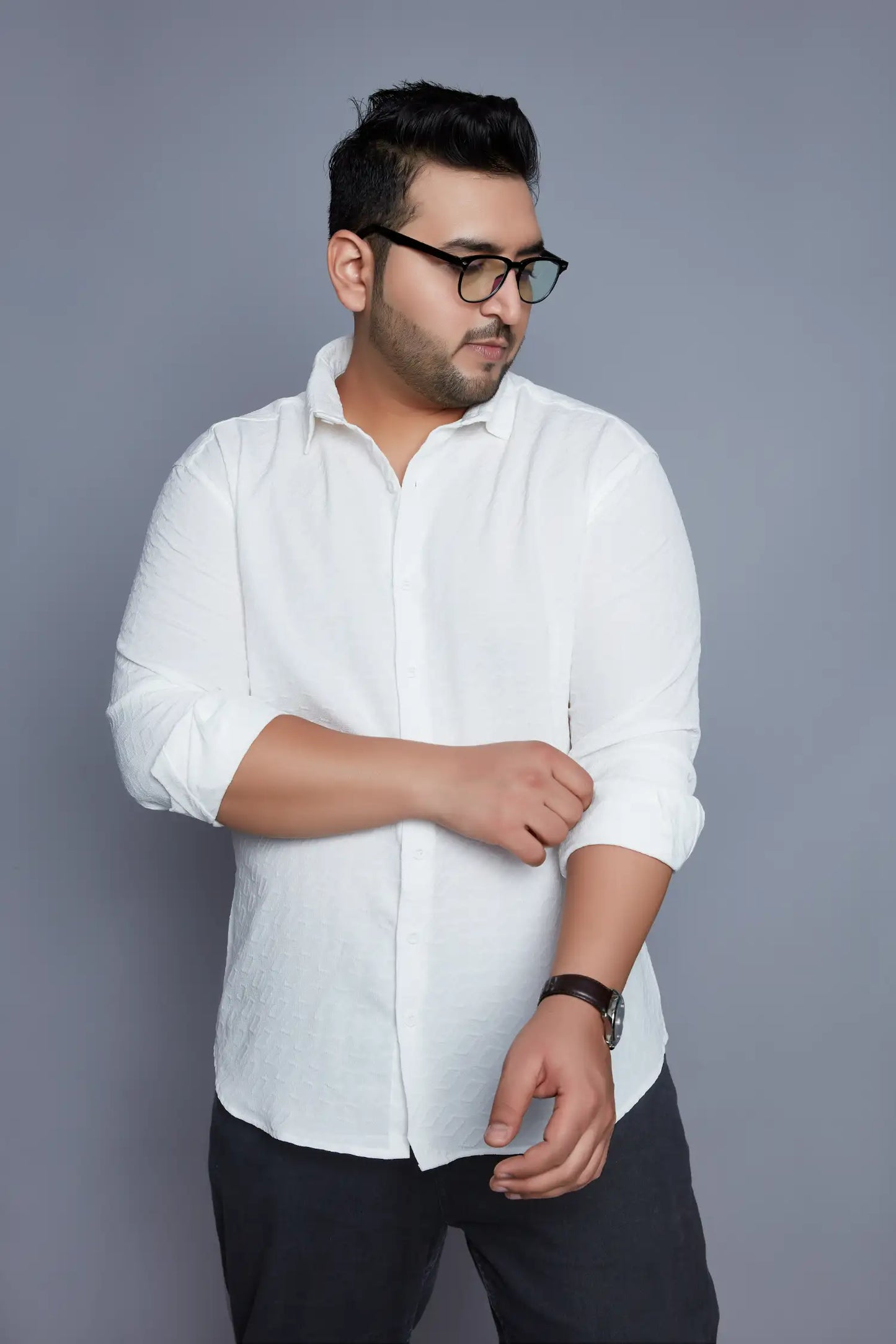 White Plus Size Shirt for Men