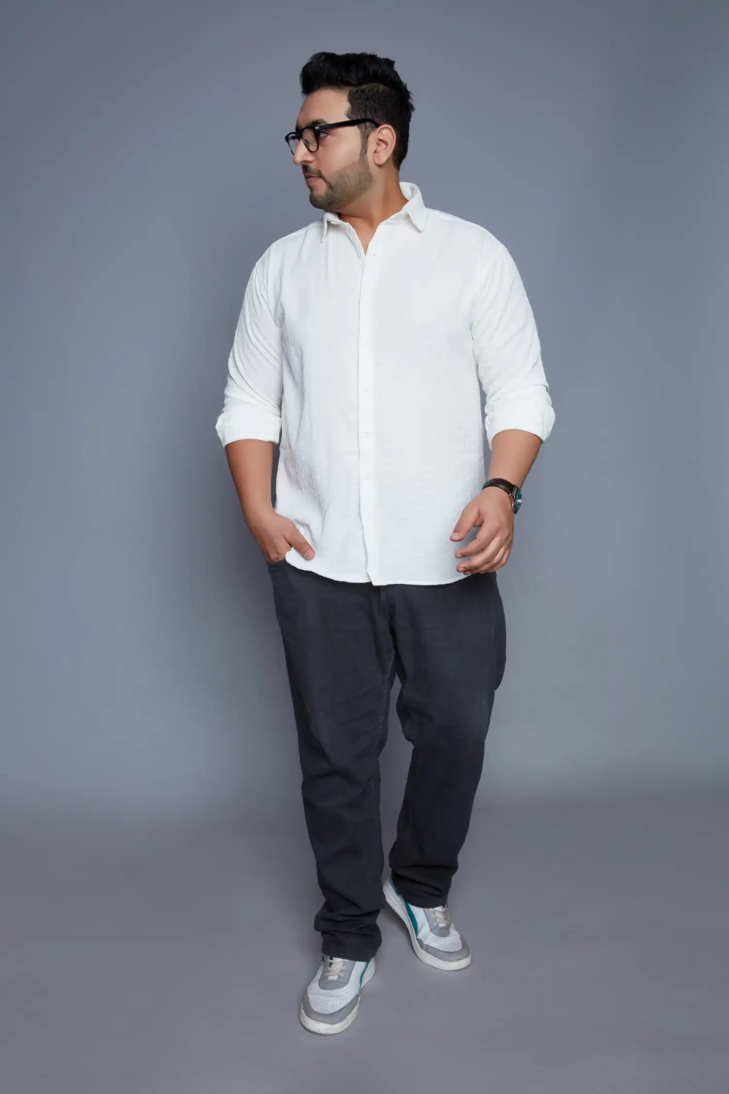 White Plus Size Shirt for Men