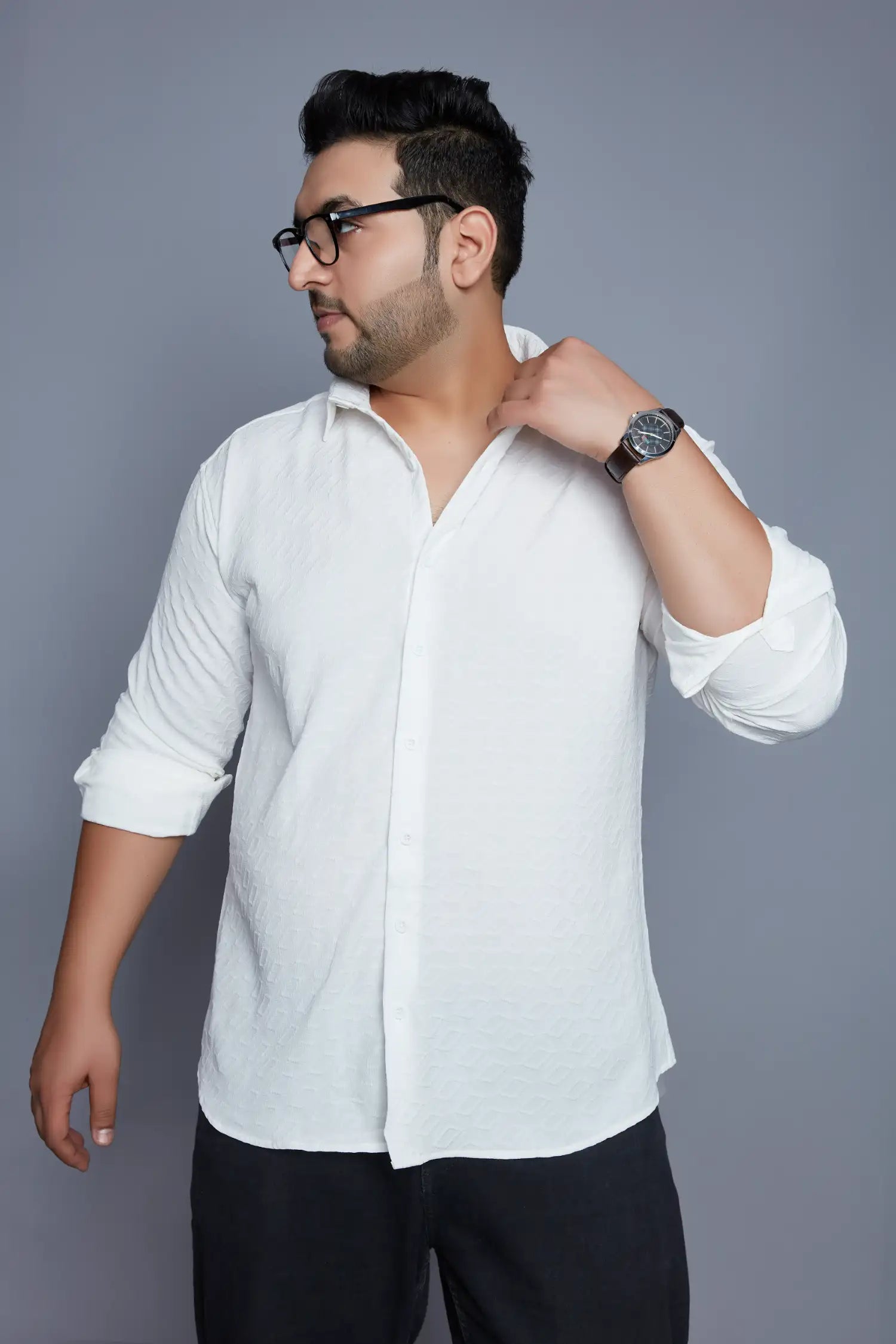 White Plus Size Shirt for Men