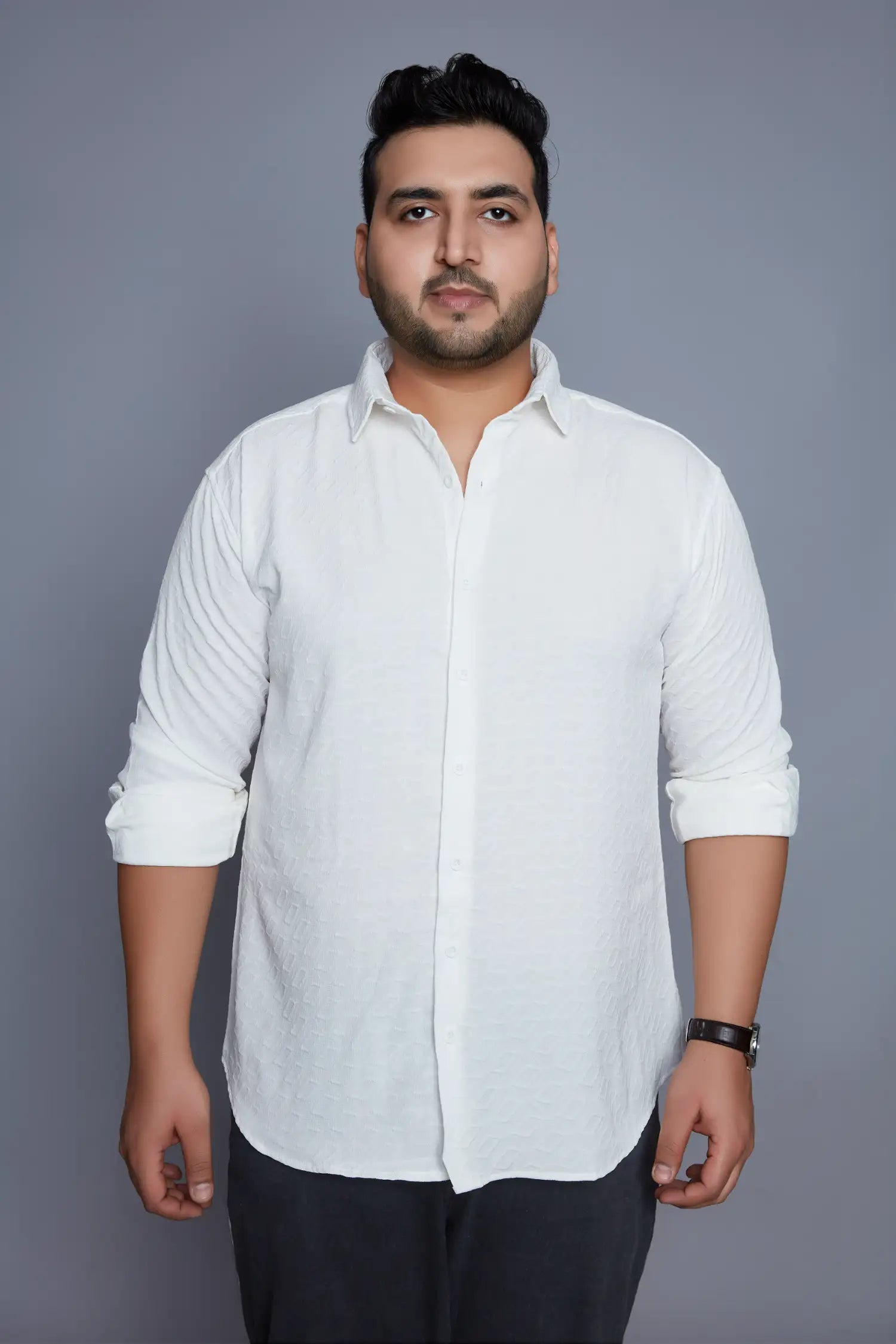 White Plus Size Shirt for Men