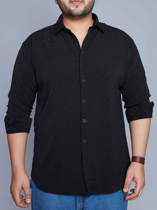 Trendsetter Black Textured Drop Shoulder Shirt