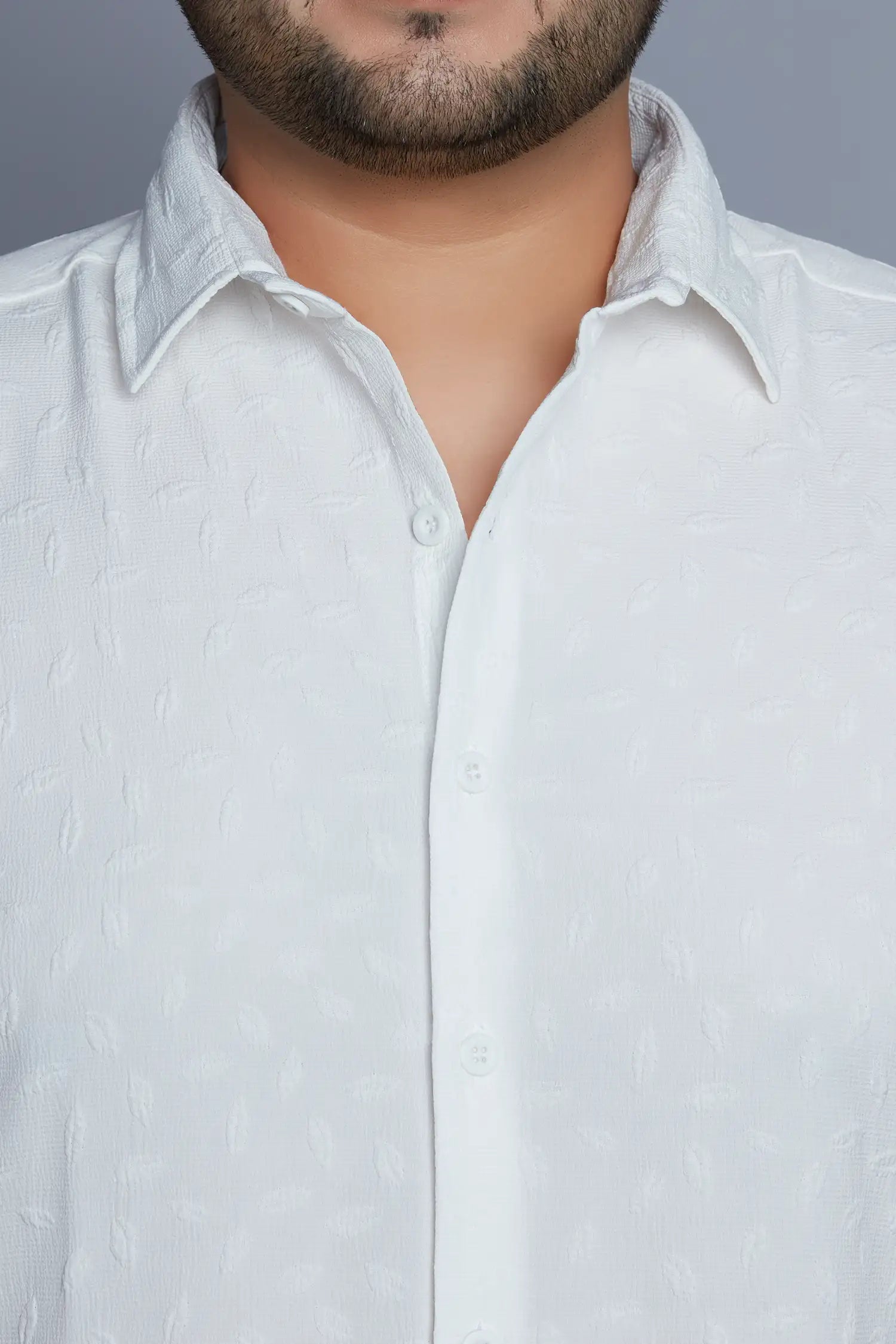 White Crochet Shirt for Men