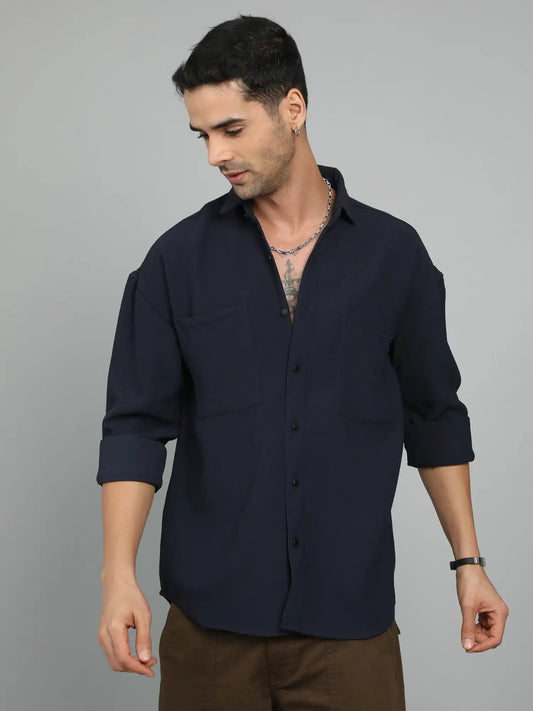 NAVY BLUE IMPORTED DROP SHOULDER SHIRT