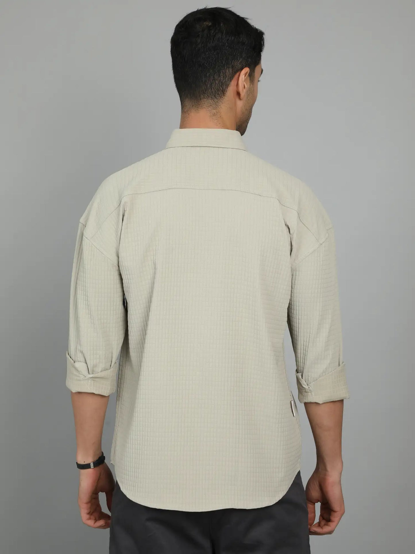 Style Meets Quirk Light-Biege Imported Drop Shoulder Shirt for Men 