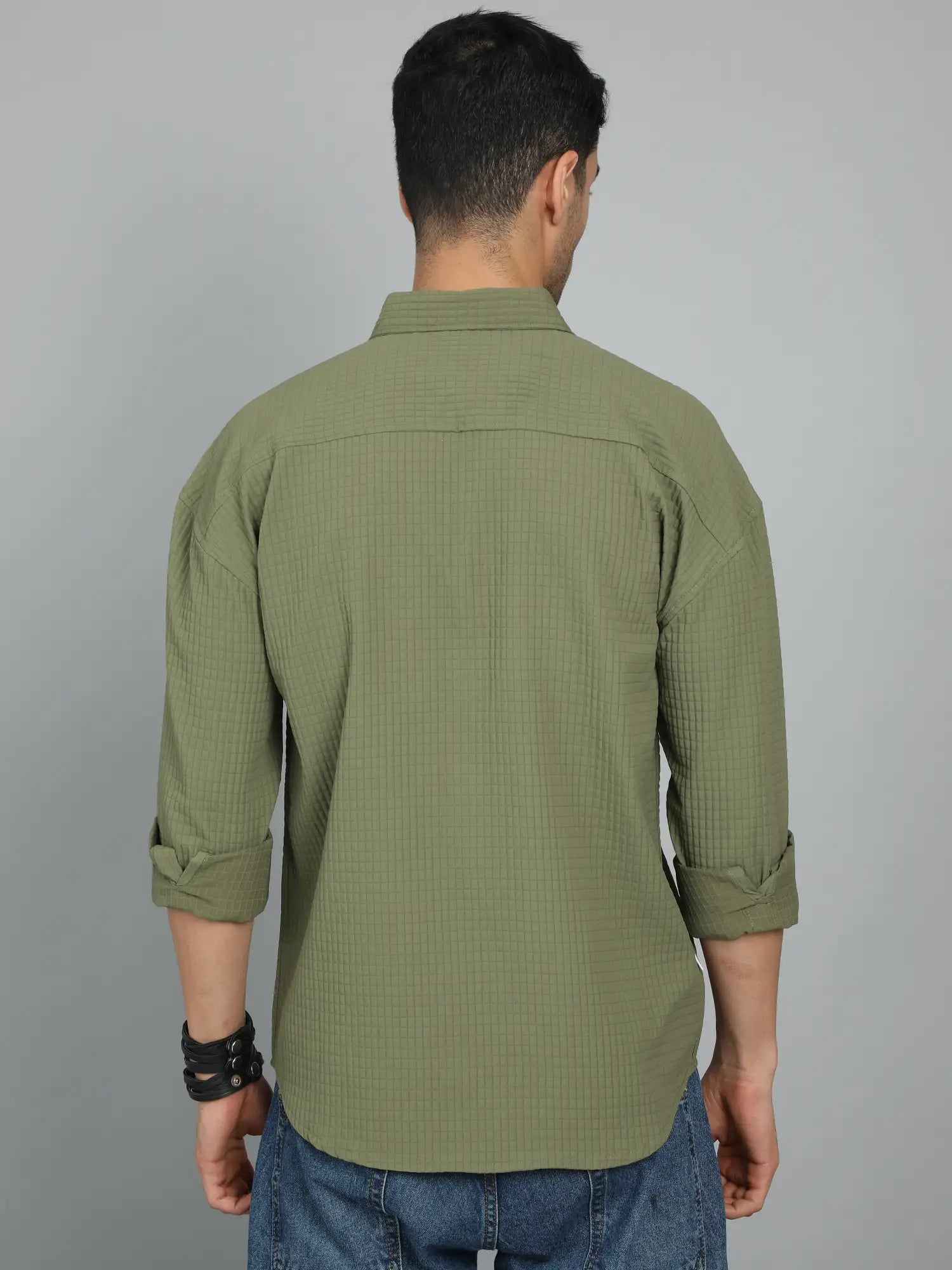Stylish Sidekick Olive-Green Imported Drop Shoulder Shirt for Men 