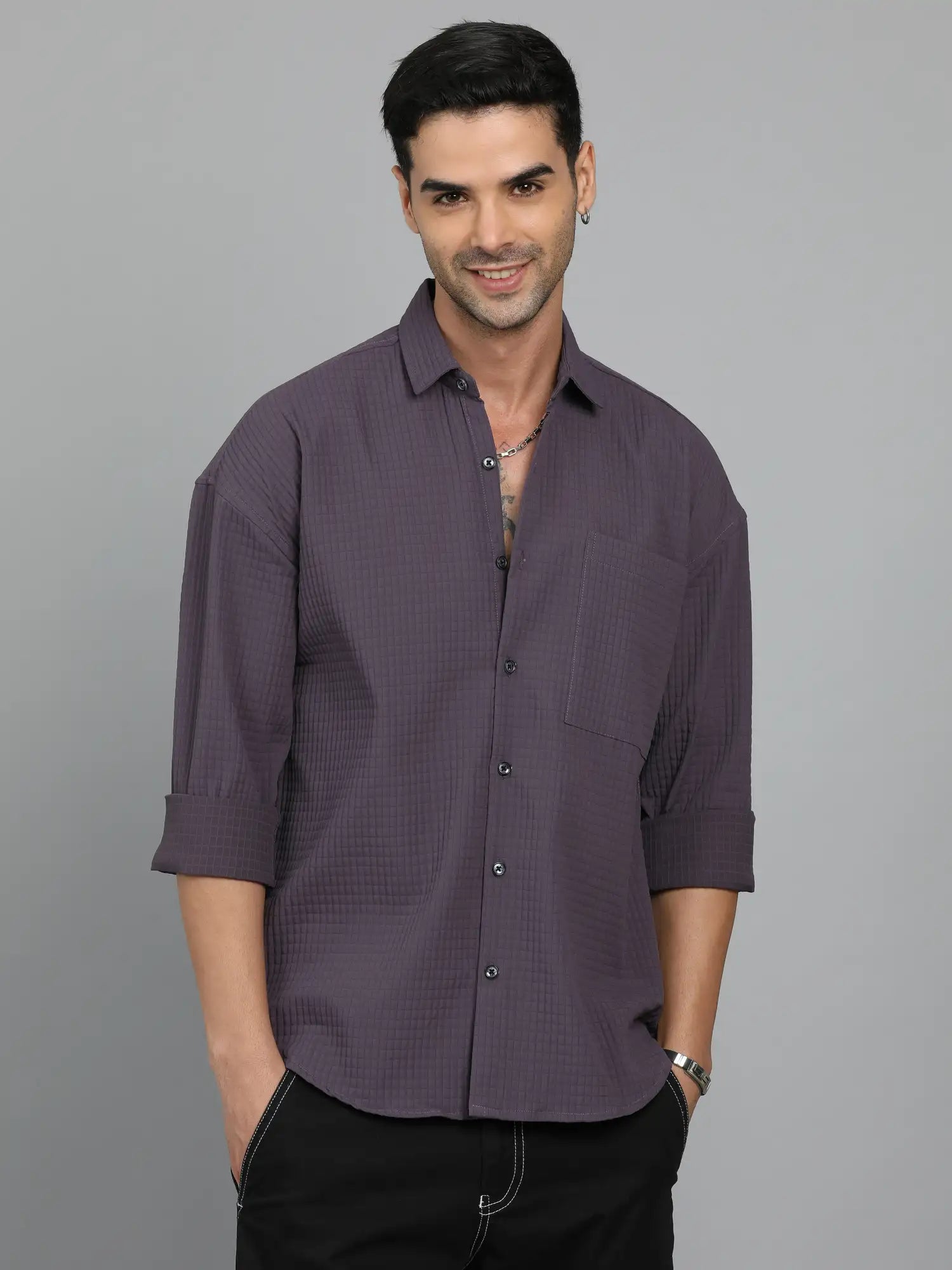 Popping Purple Imported Drop Shoulder Shirt fort Men 