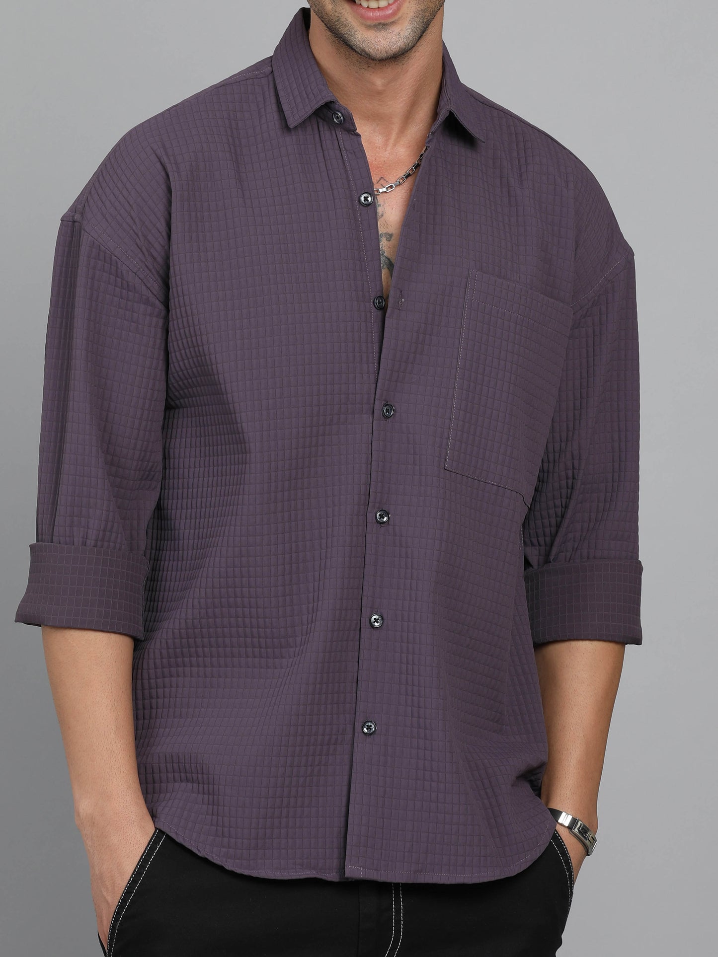 WHAT'S POPPING PURPLE IMPORTED DROP SHOULDER SHIRT