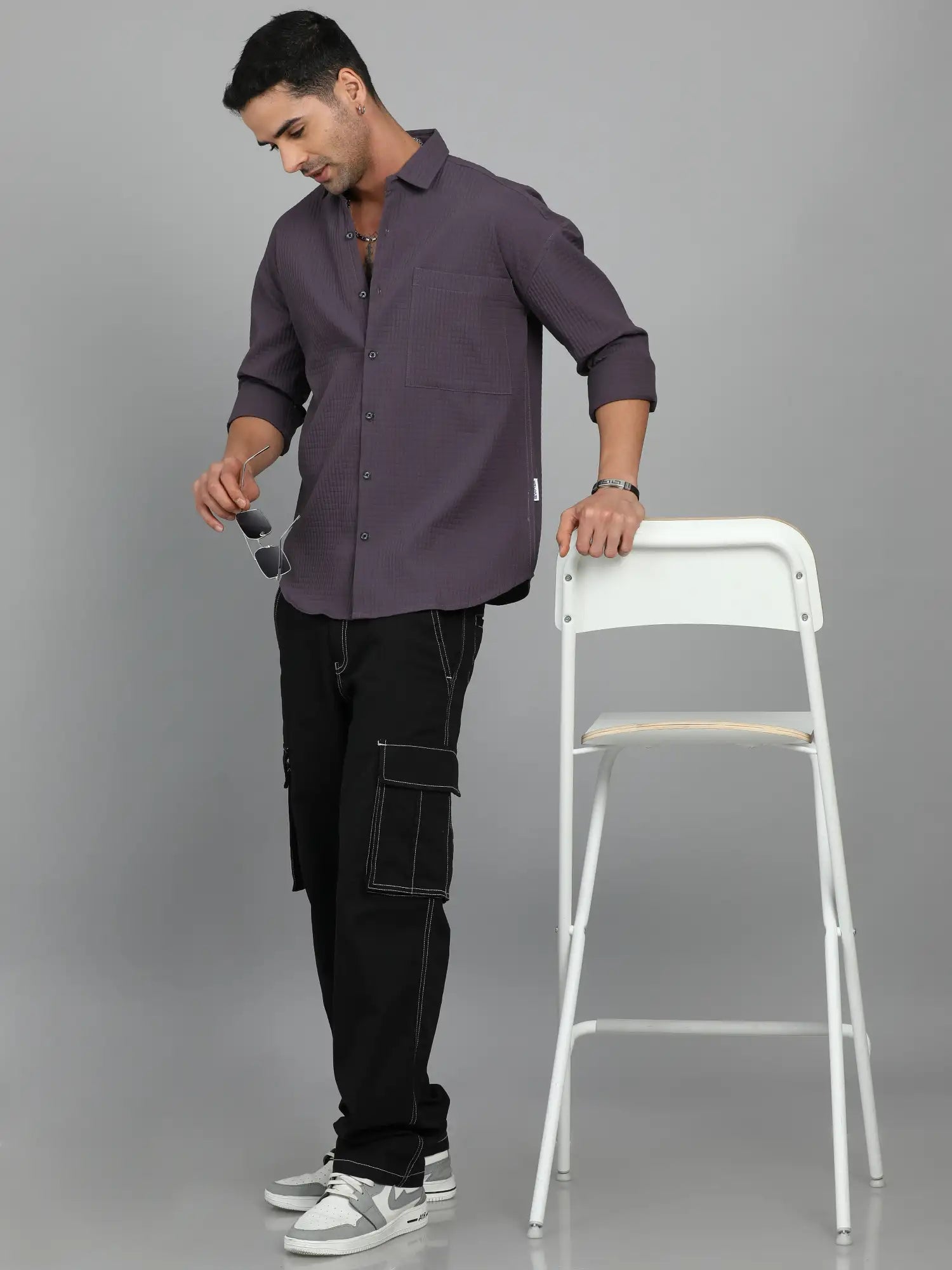 Popping Purple Imported Drop Shoulder Shirt fort Men 