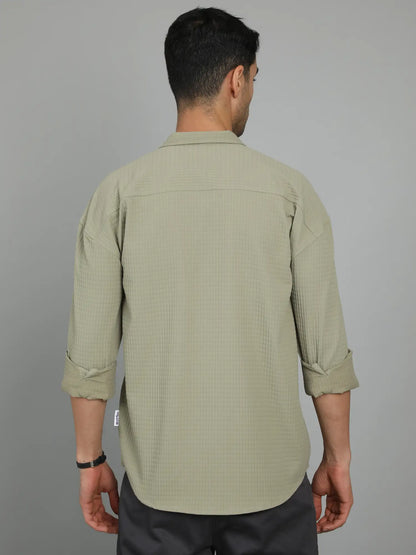Sleak And Sauve Green Imported Drop Shoulder Shirt for Men 
