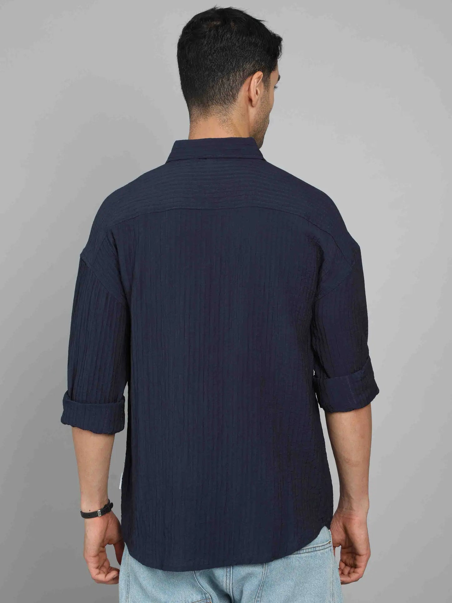 NAVY-BLUE IMPORTED DROP SHOULDER SHIRT for Men 