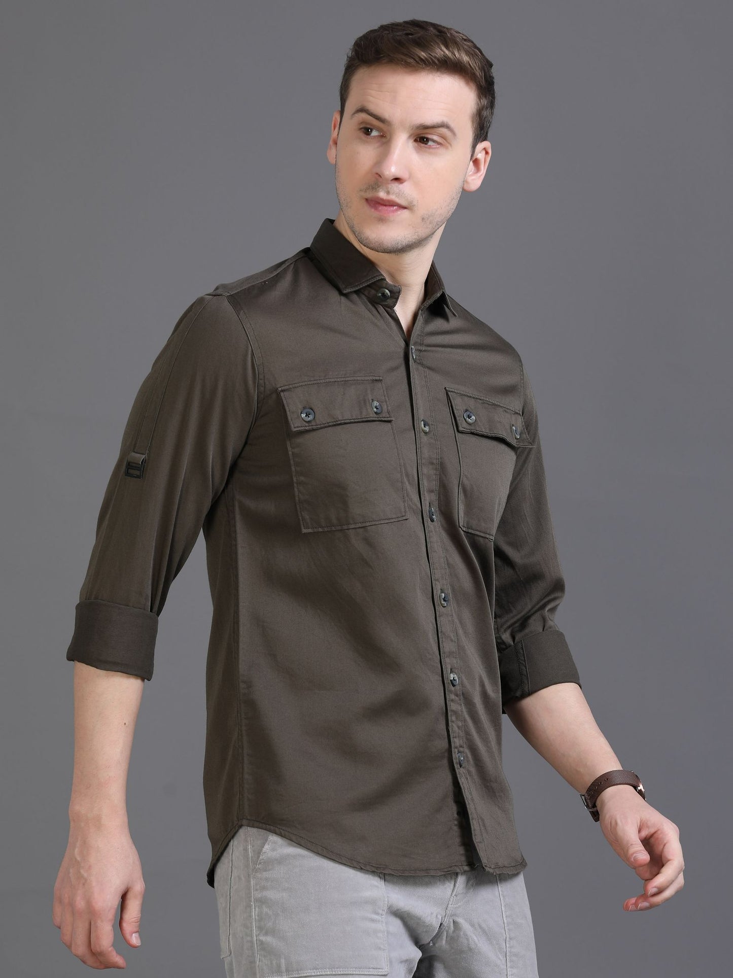 Choclate Double pocket Cargo Shirt for Men