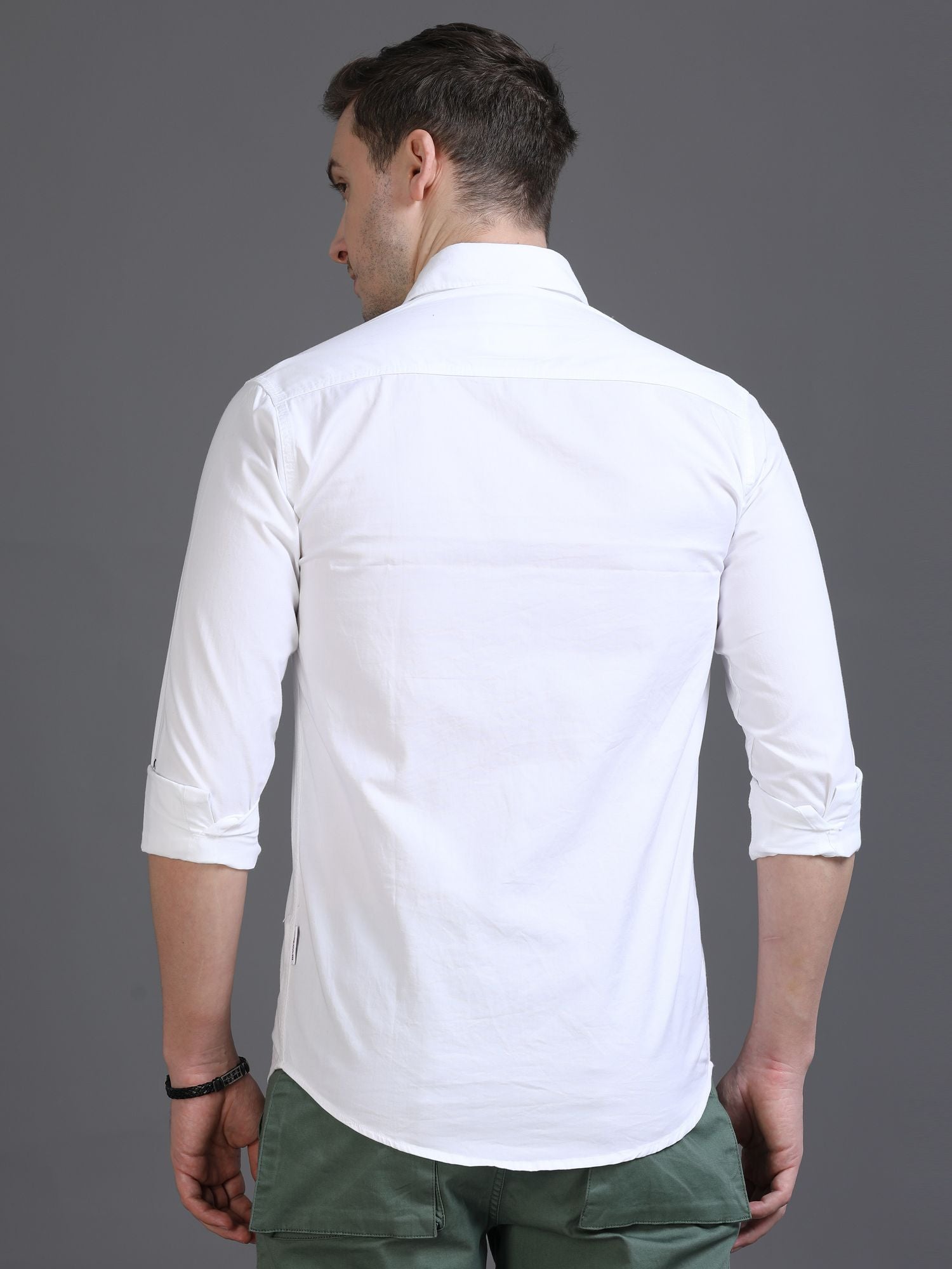 White Double pocket Cargo Shirt for Men