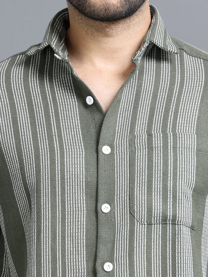 Olive Drop Shoulder Shirt for Men