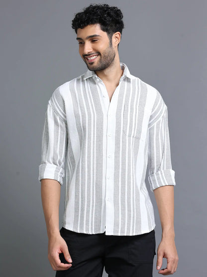 White Drop Shoulder Shirt for Men