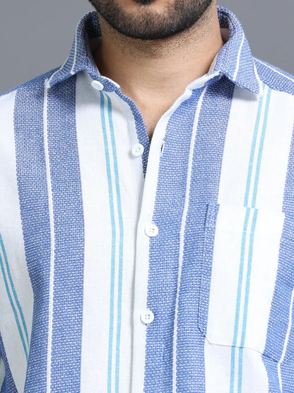 Blue Drop Shoulder Shirt for Men
