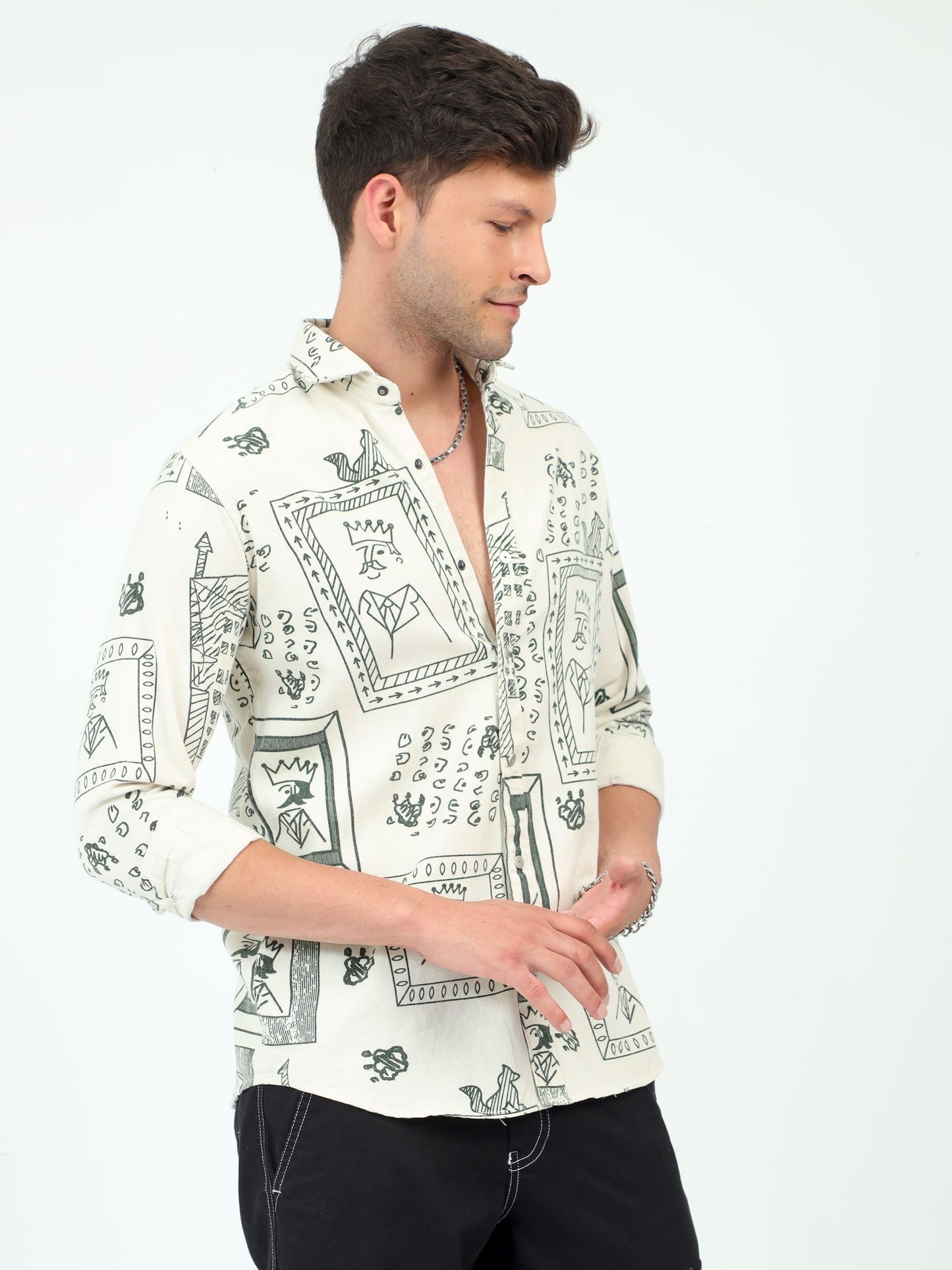Forest Green Vogue Printed Heavy Drill Shirt