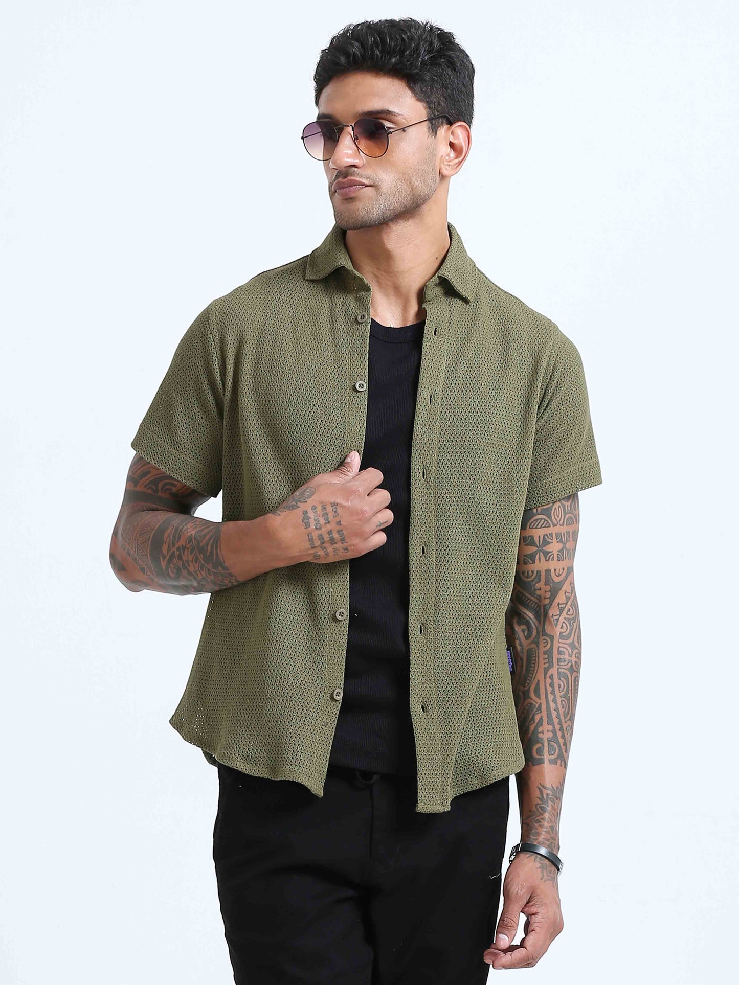 Croknit Green Solid Shirt