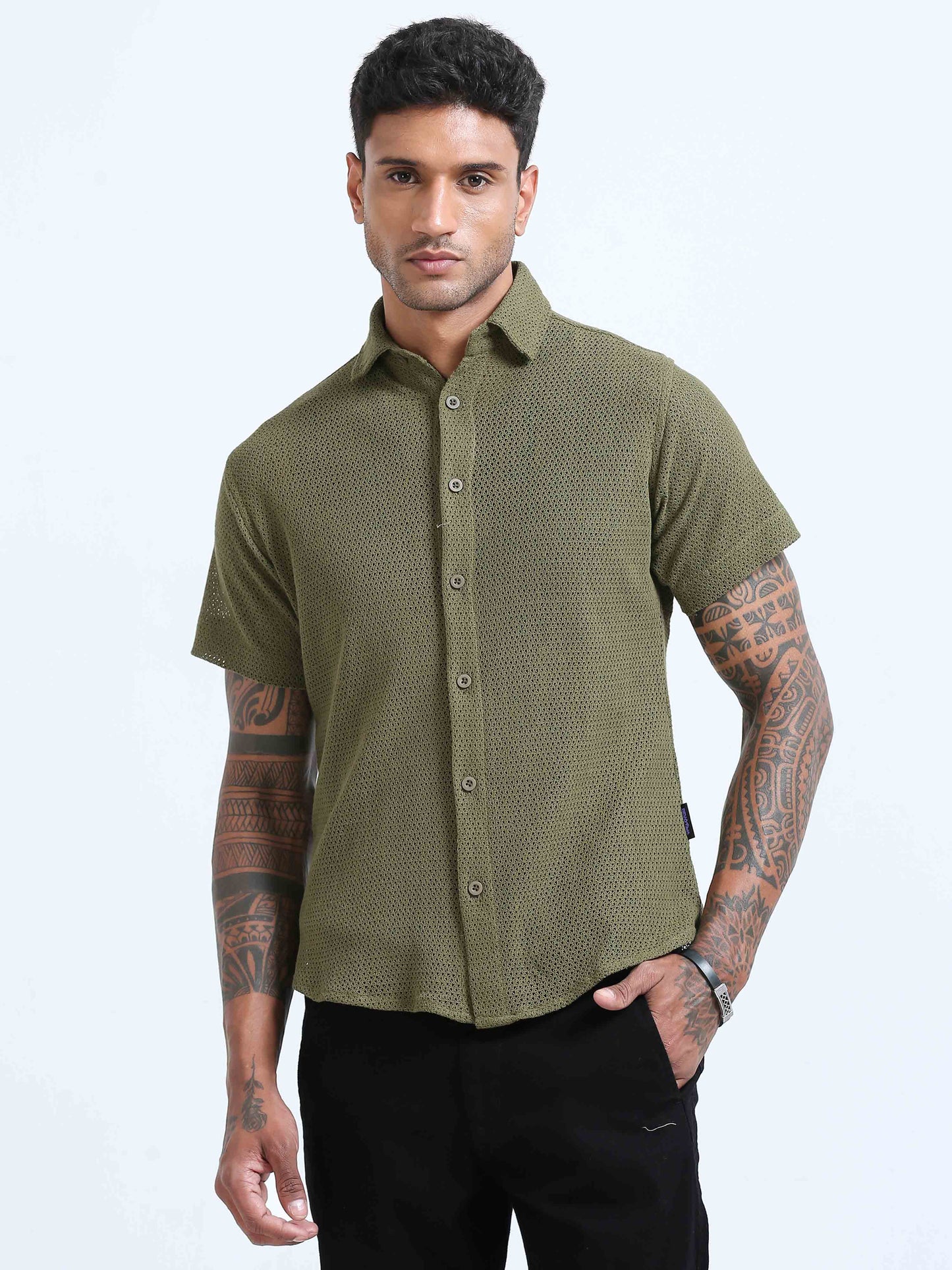 Croknit Green Solid Shirt