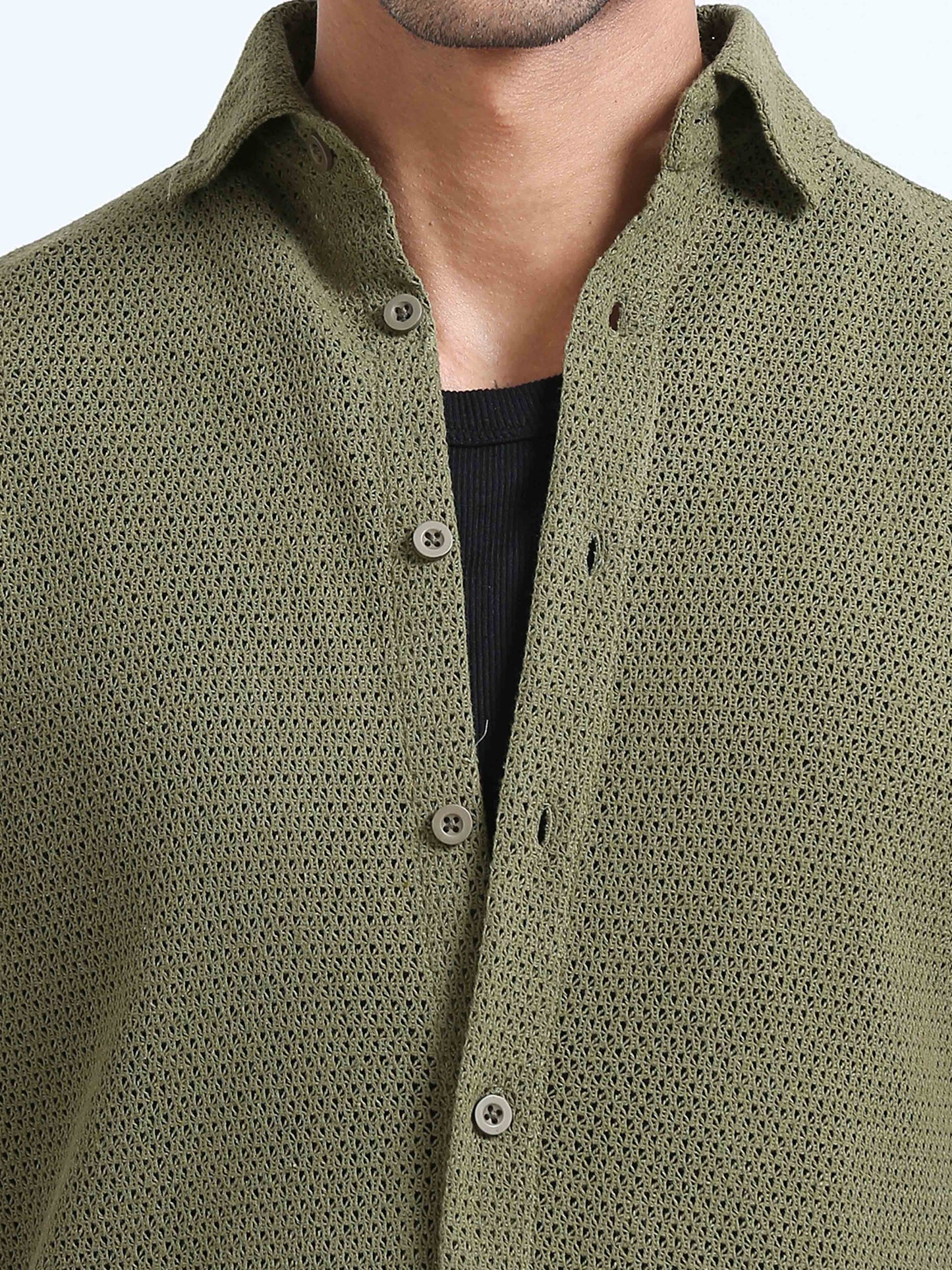 Croknit Green Solid Shirt