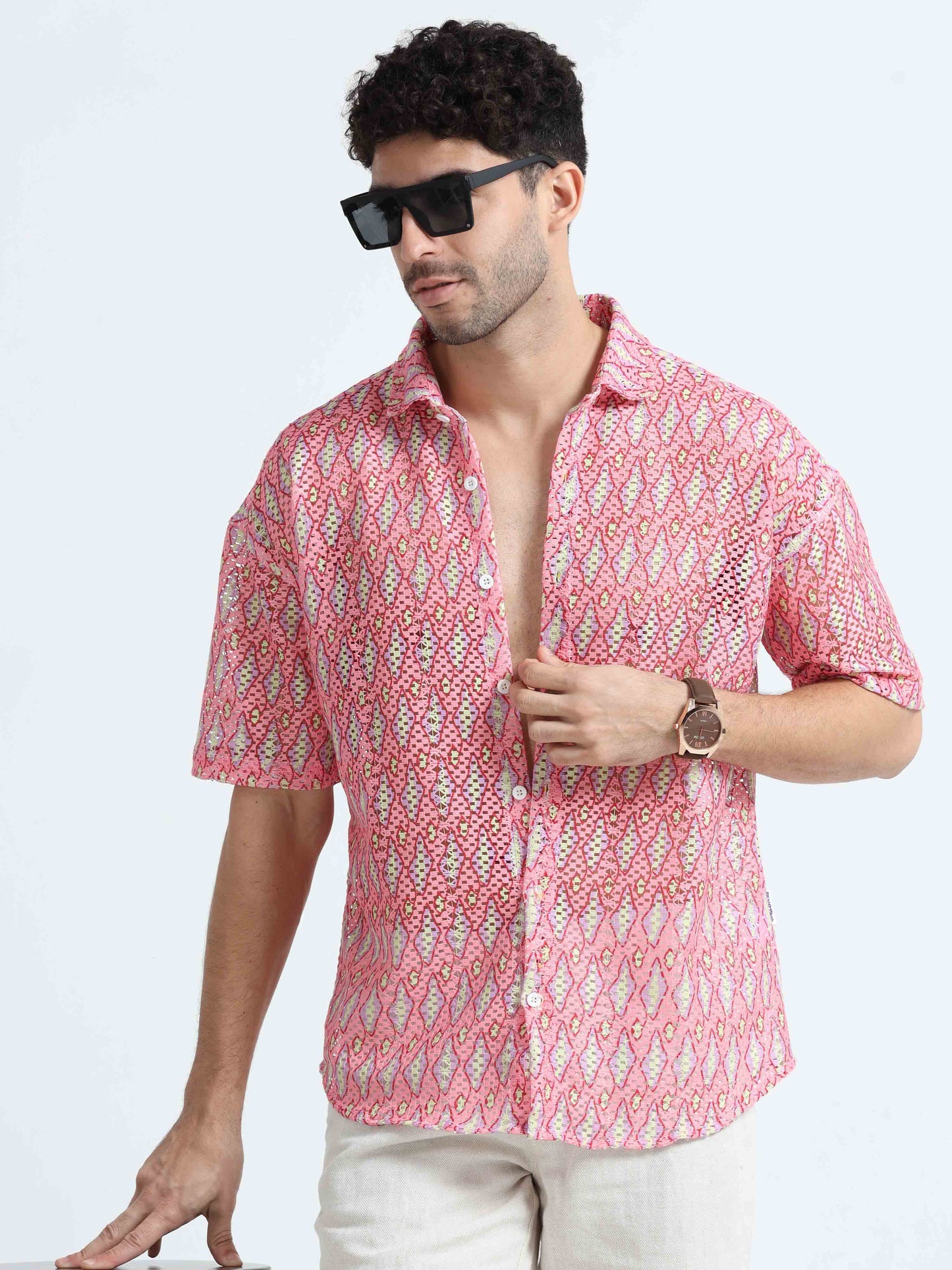 Croknit Pink Printed Shirt