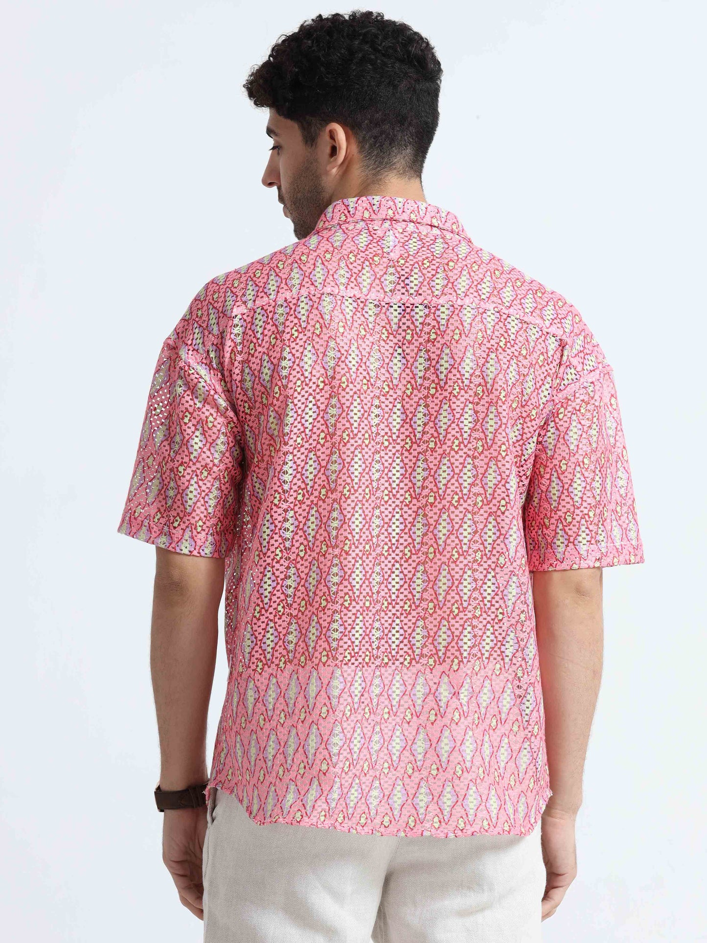 Croknit Pink Printed Shirt