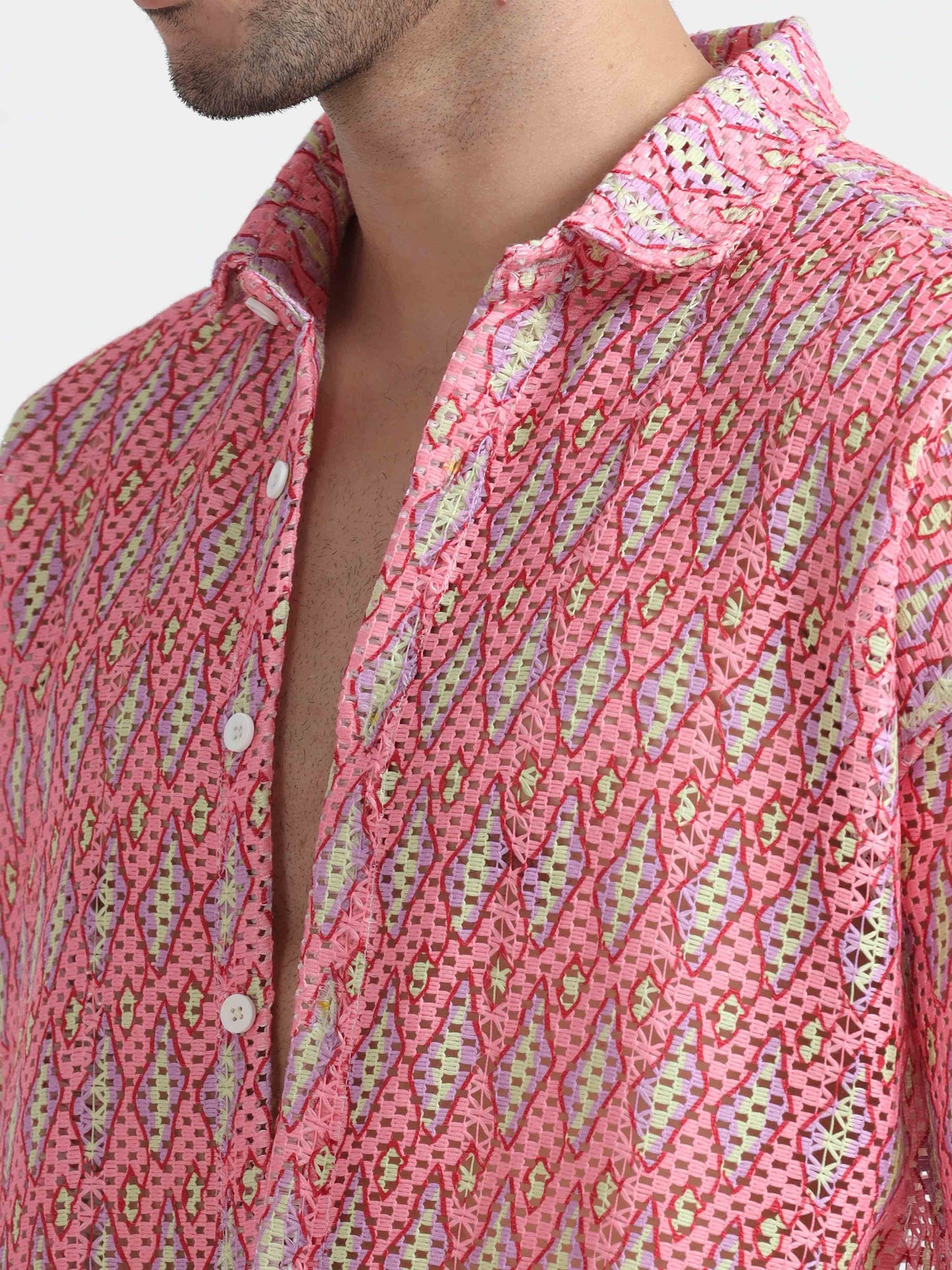 Croknit Pink Printed Shirt