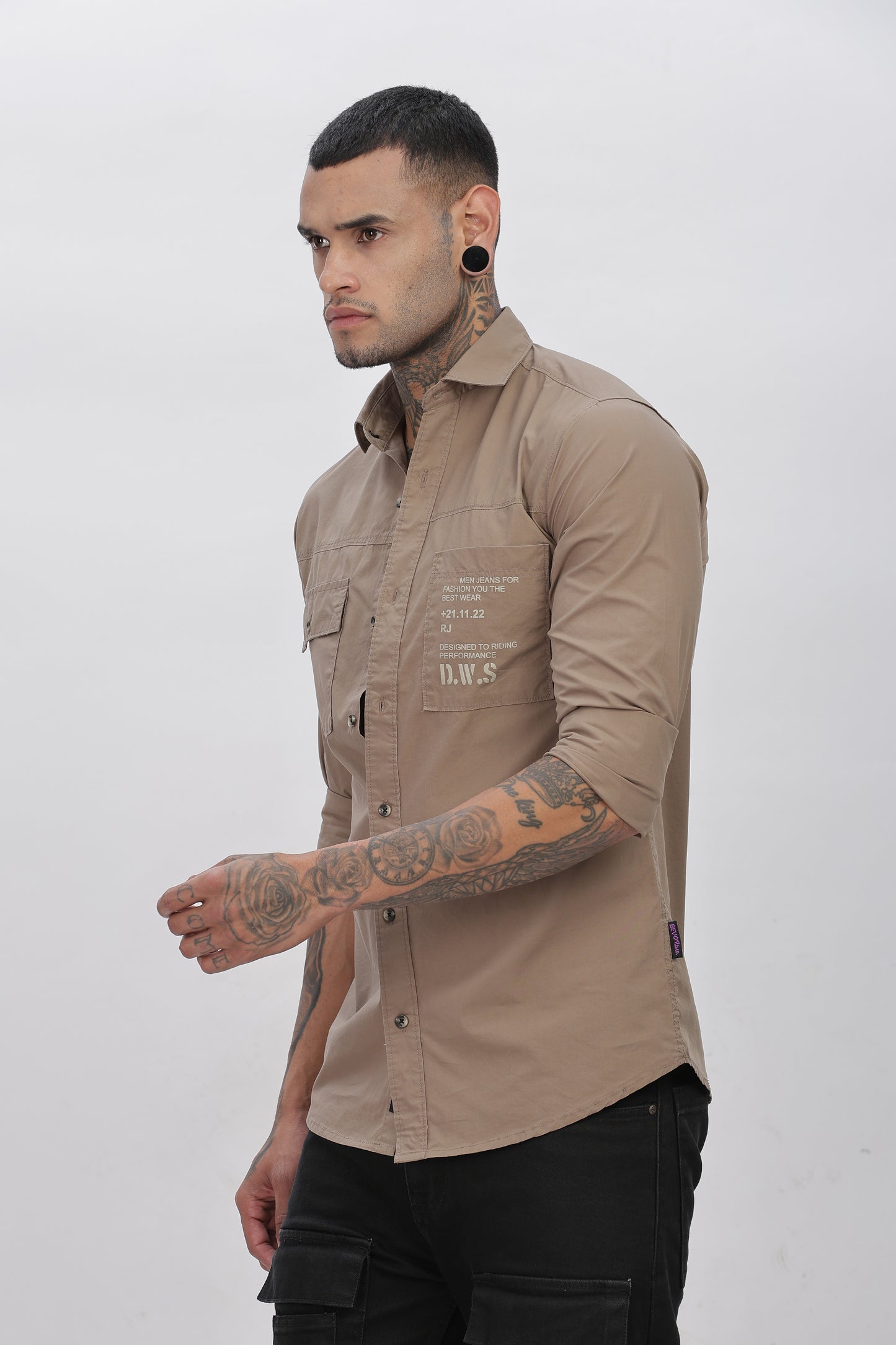 Brown Regular Solid Shirt For Men