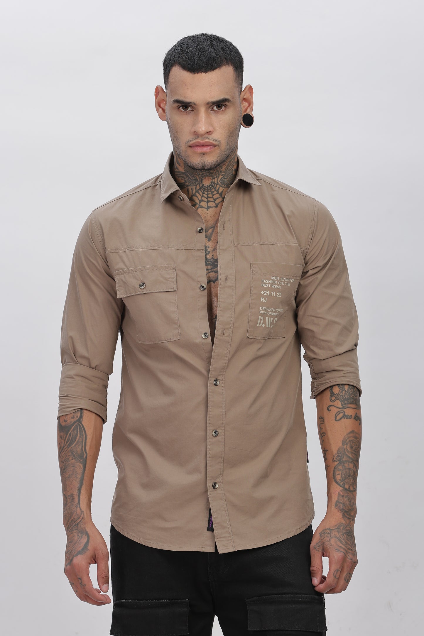 Brown Regular Solid Shirt For Men