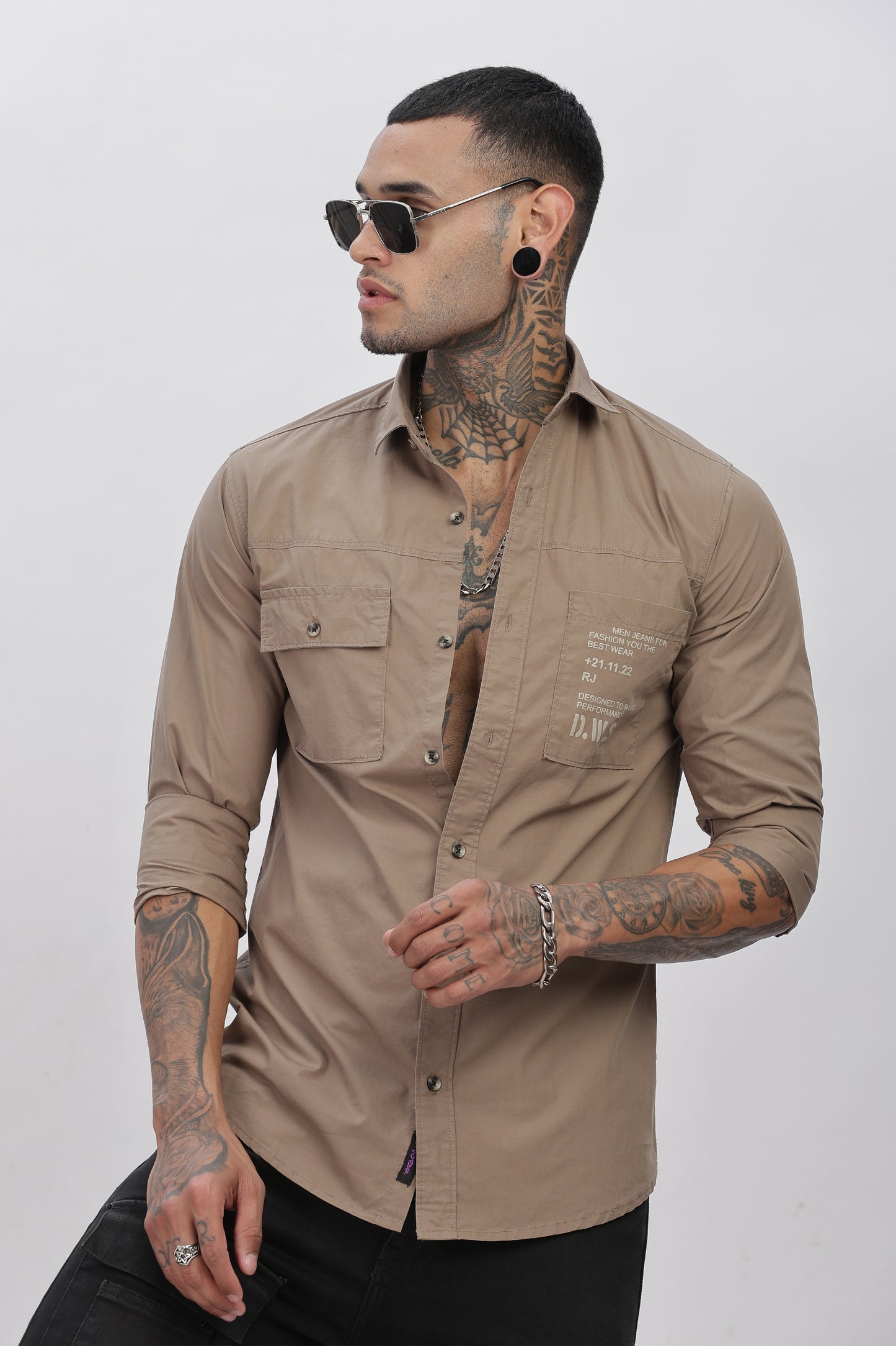 Brown Regular Solid Shirt For Men