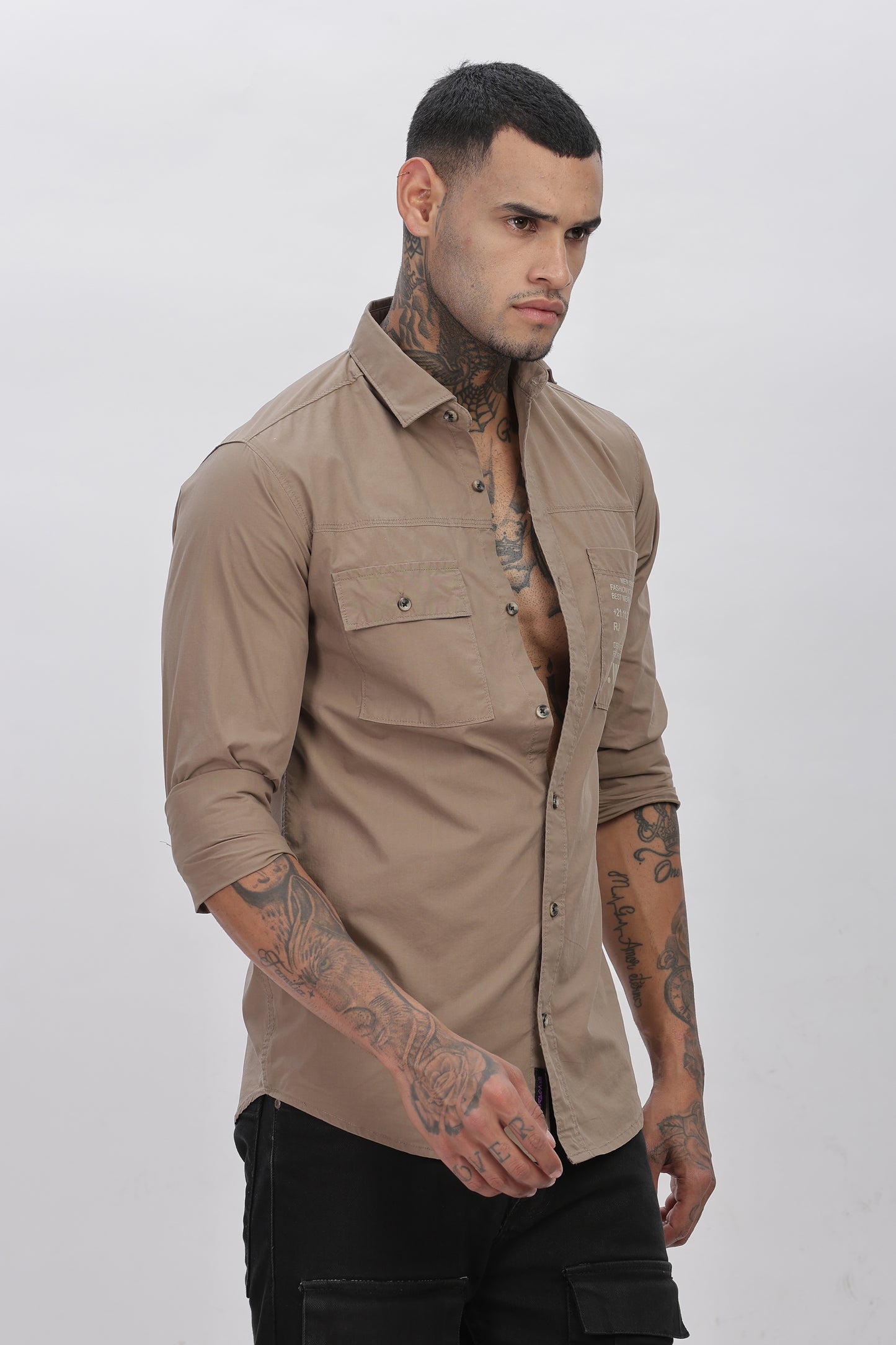 Brown Regular Solid Shirt For Men