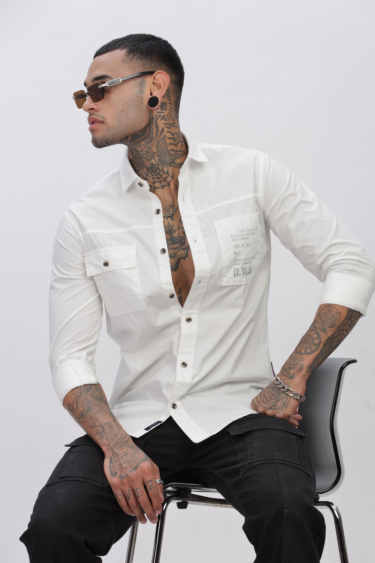 White Regular Solid Shirt For Men