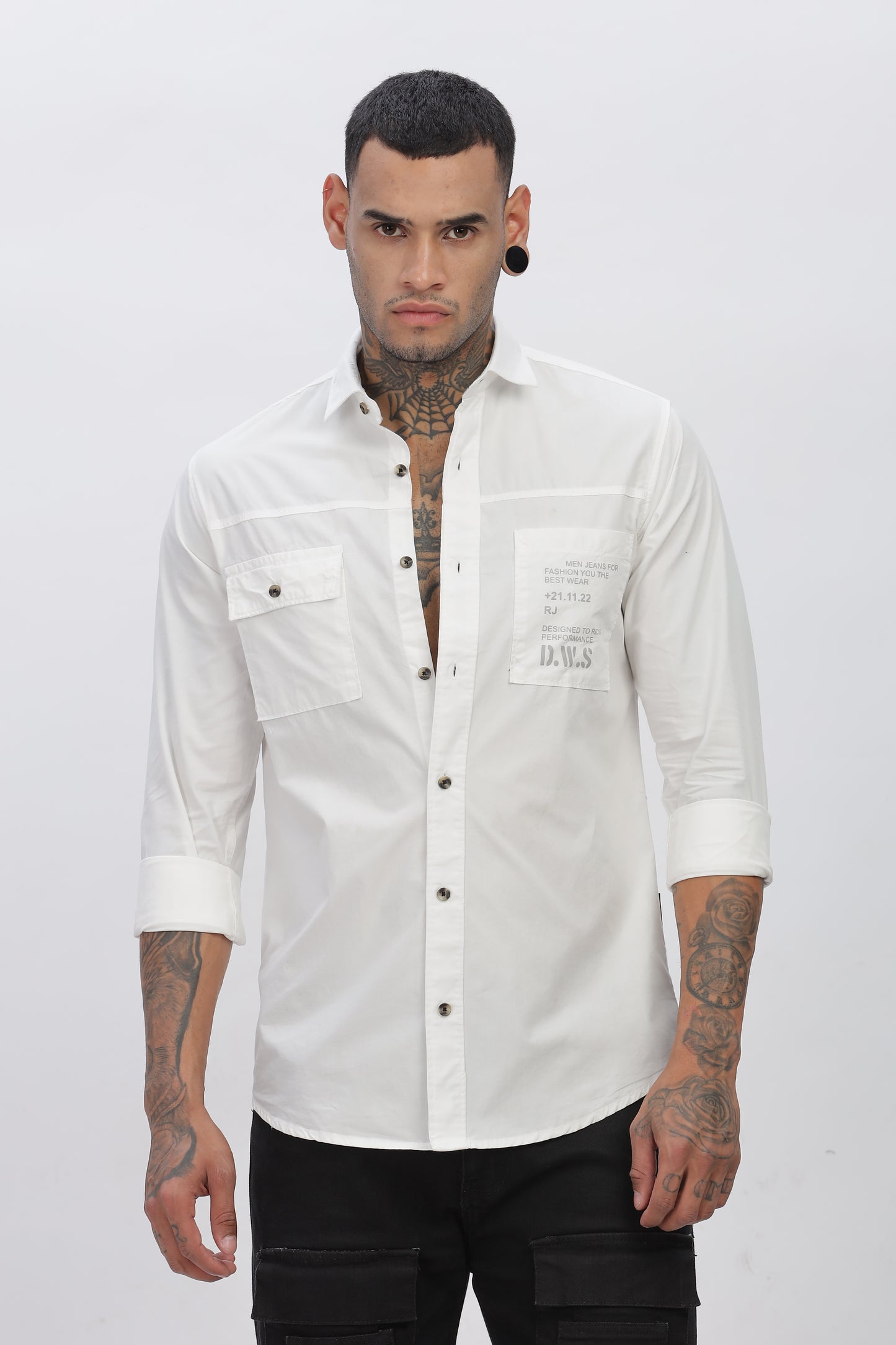 White Regular Solid Shirt For Men