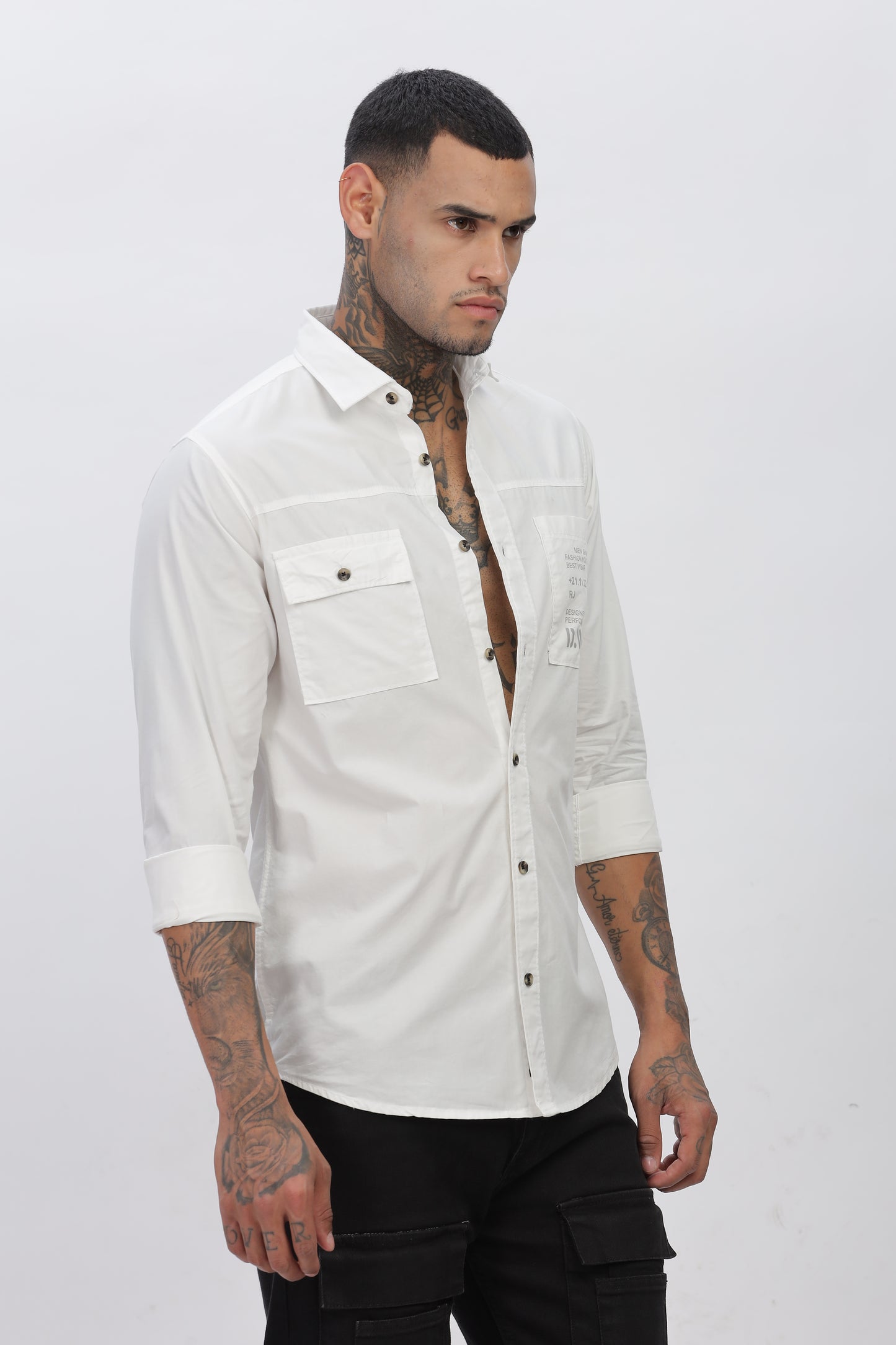 White Regular Solid Shirt For Men