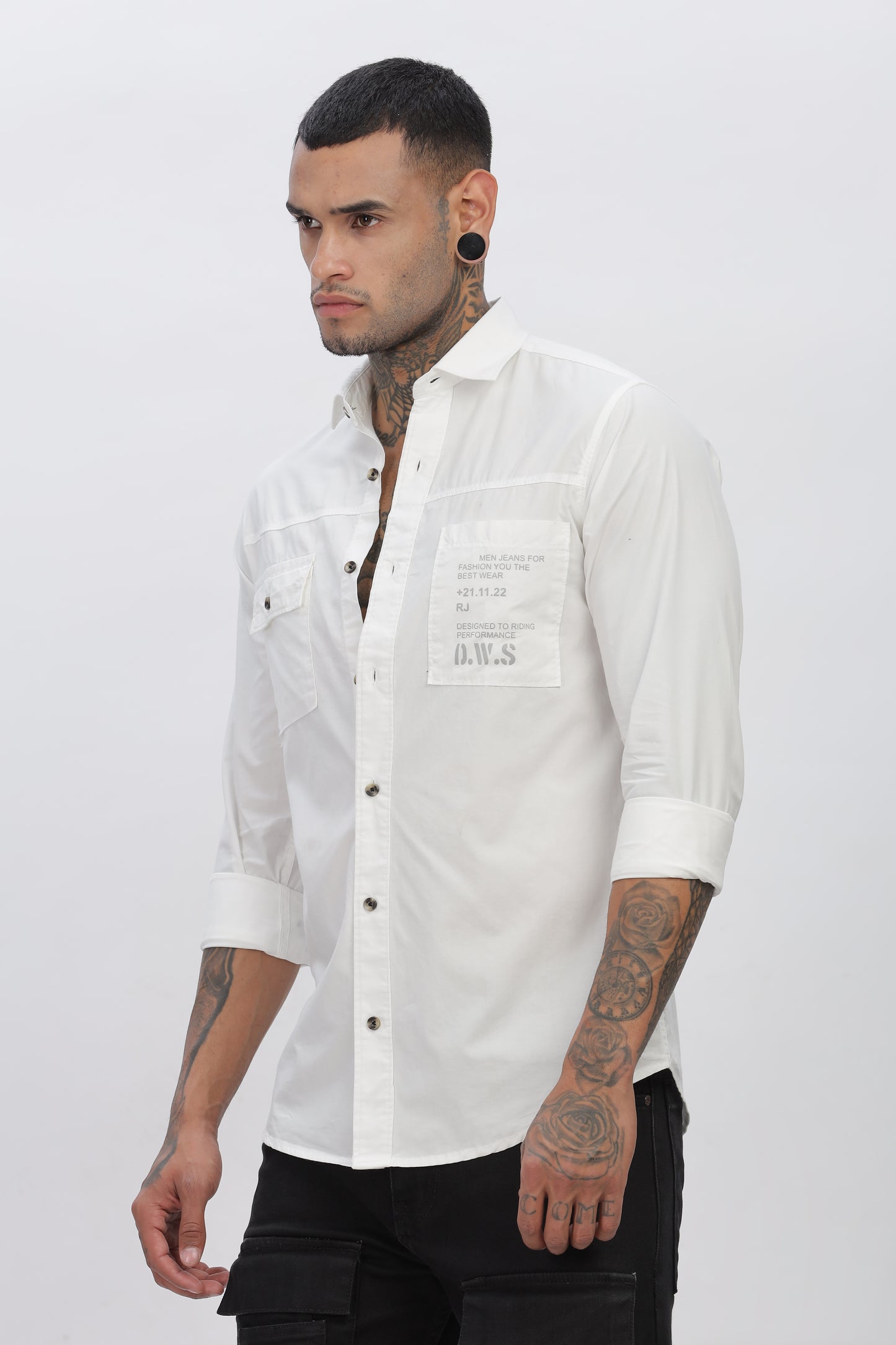 White Regular Solid Shirt For Men