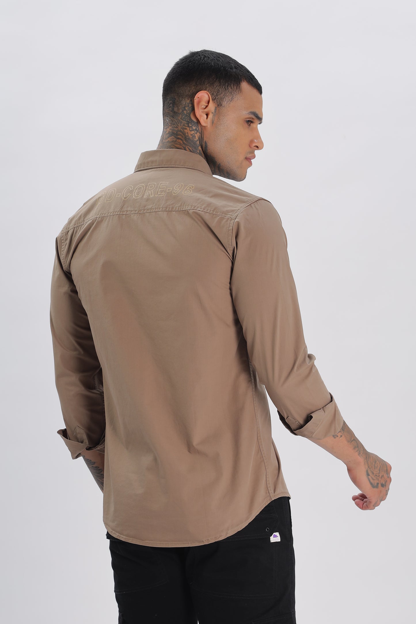 Brown Regular Solid Shirt for Men