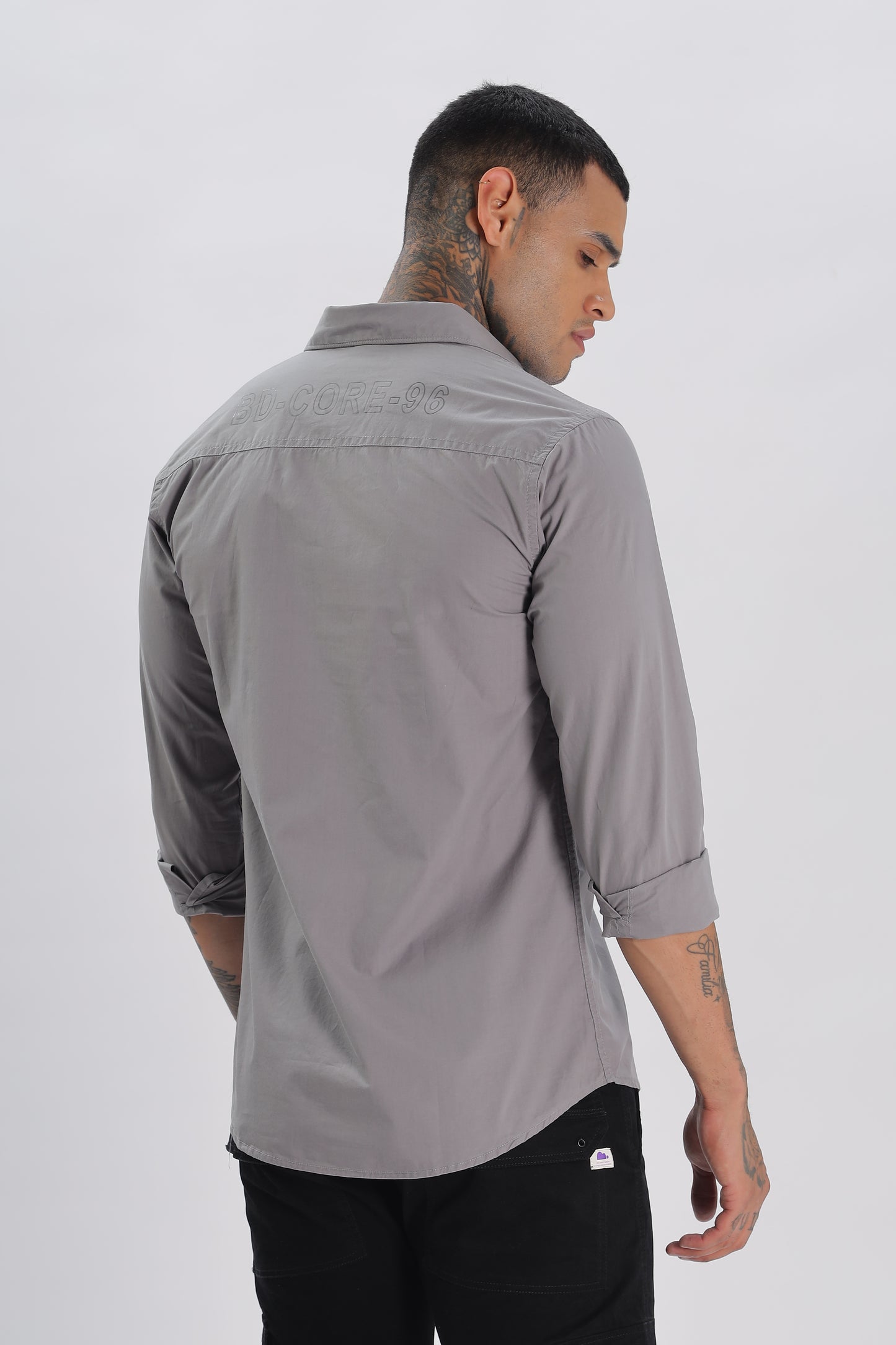 Grey Regular Solid Shirt for Men