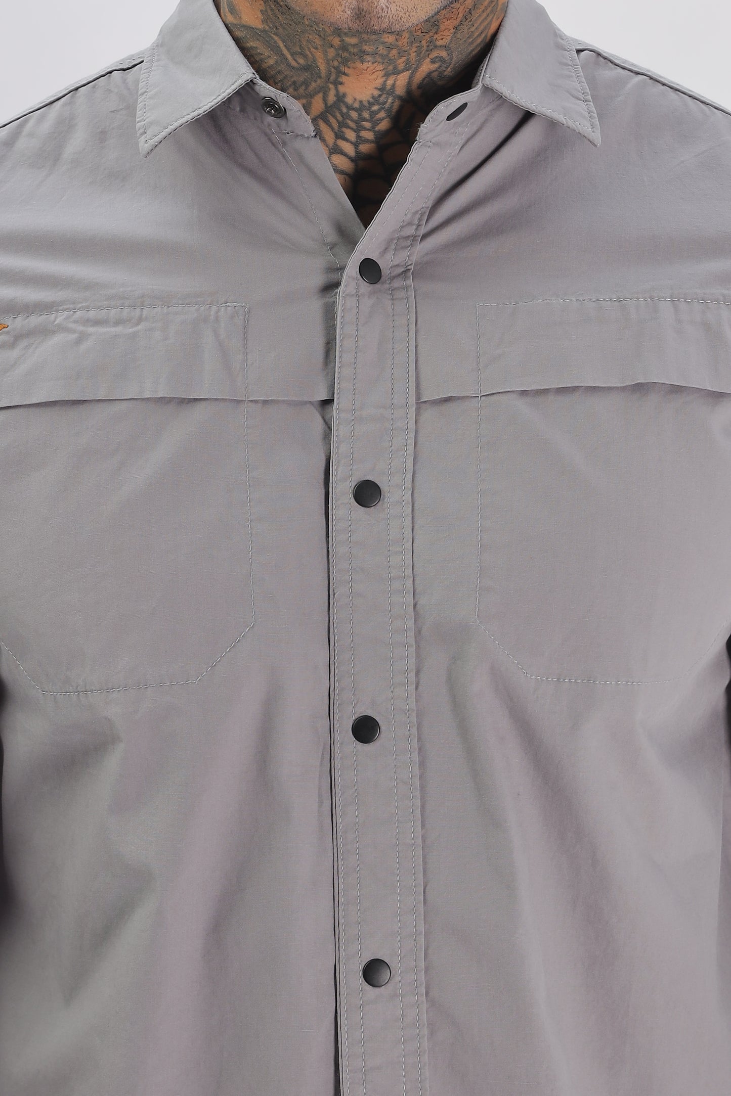 Grey Regular Solid Shirt for Men