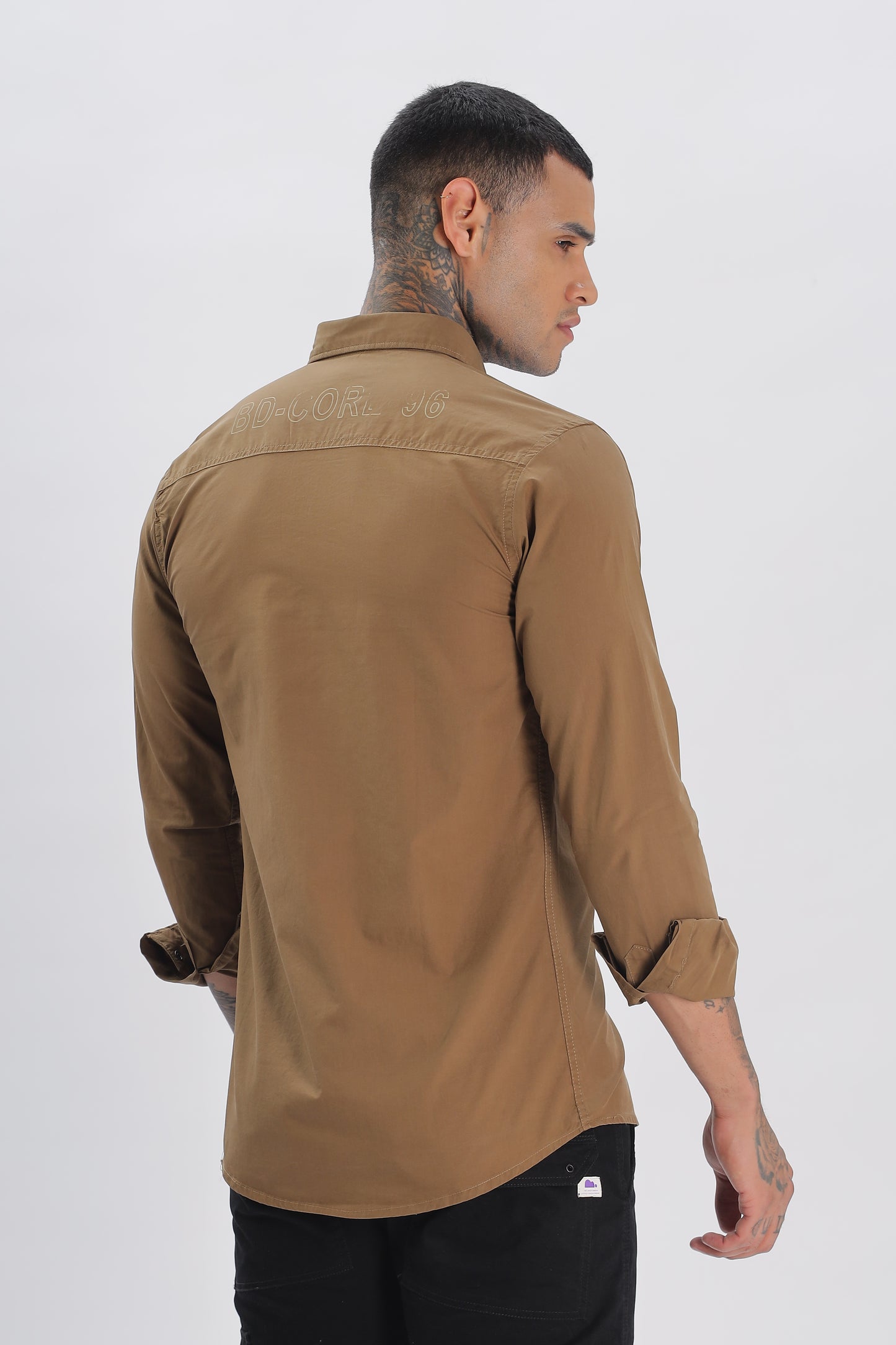 Khakhi Regular Solid Shirt For Men