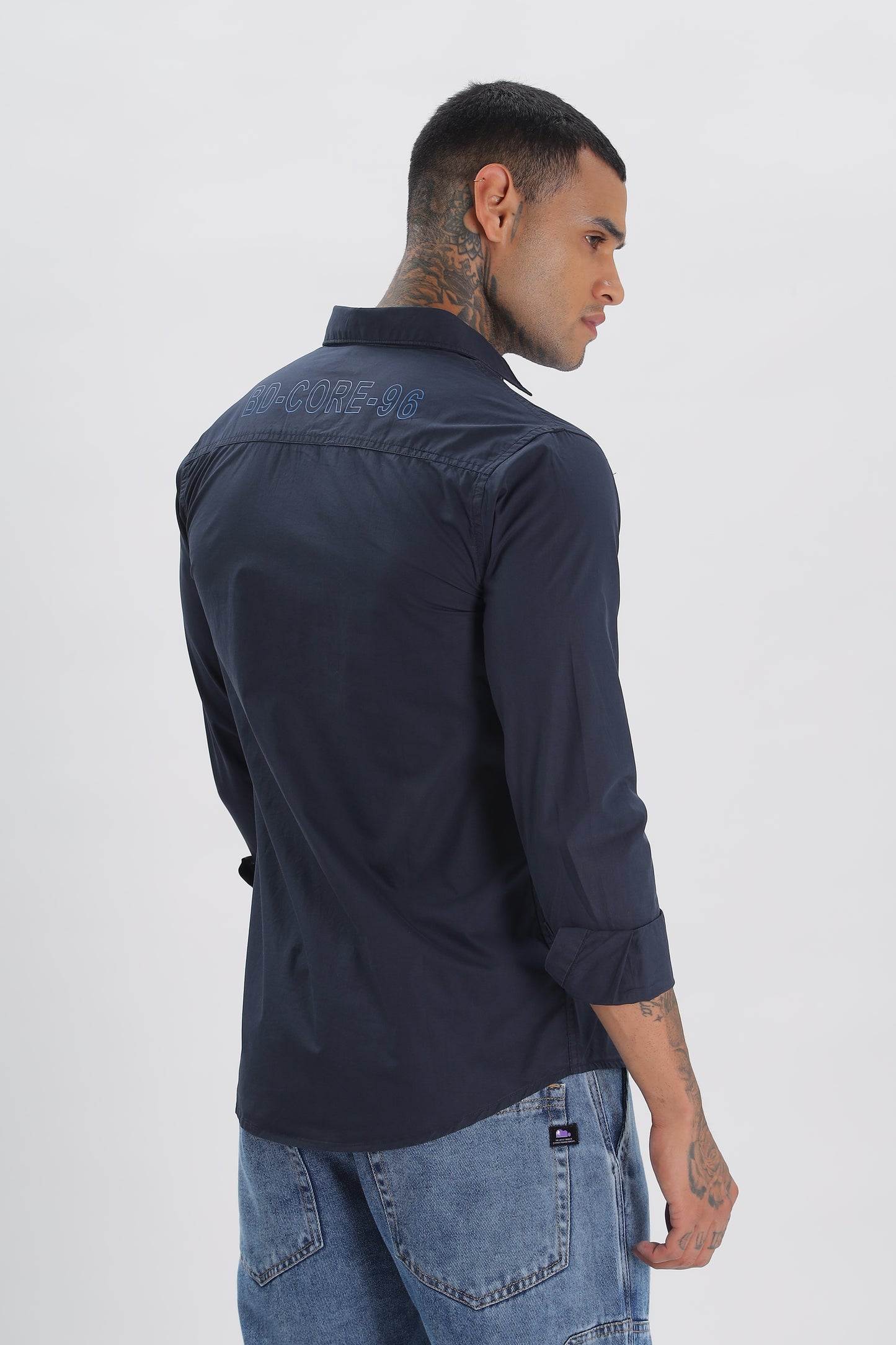 Navy Regular Solid Shirt for Men