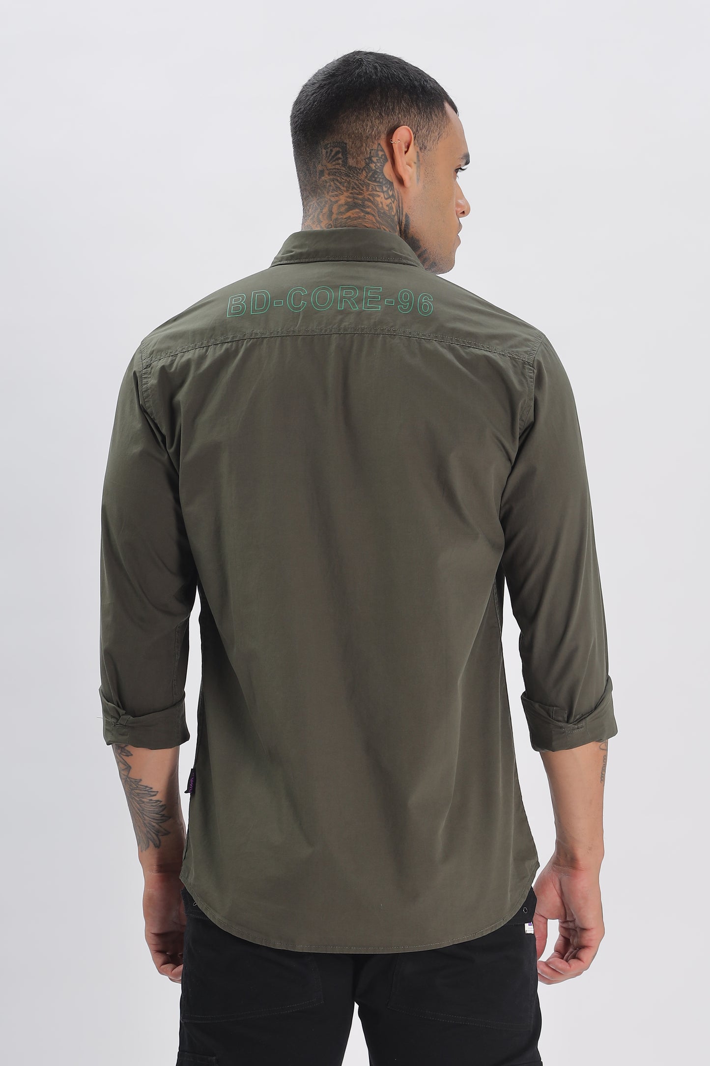 Olive Green Regular Solid Shirt for Men